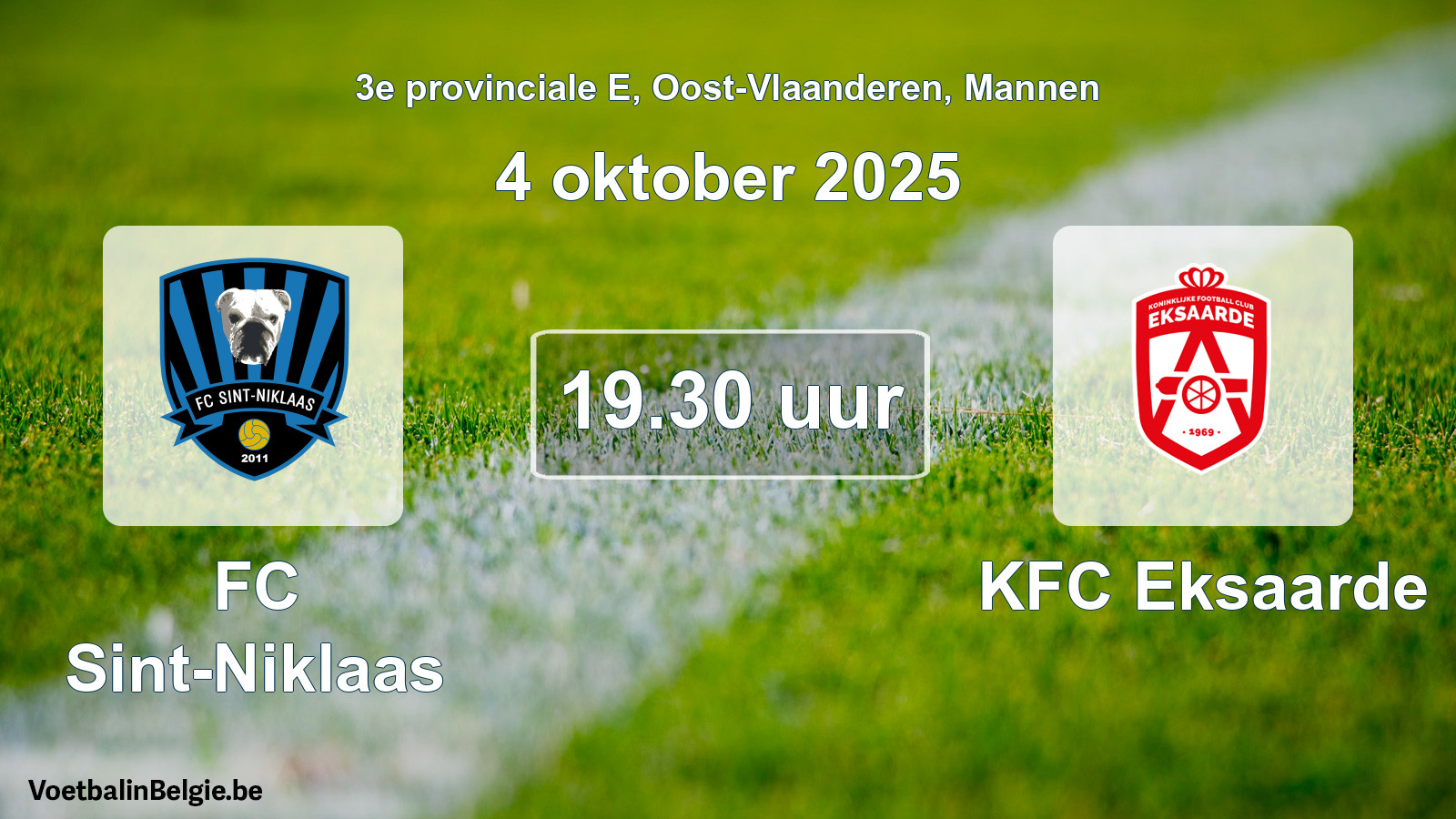 Scheduled match men football: FC Sint-Niklaas - KFC Eksaarde (4 October 2025)