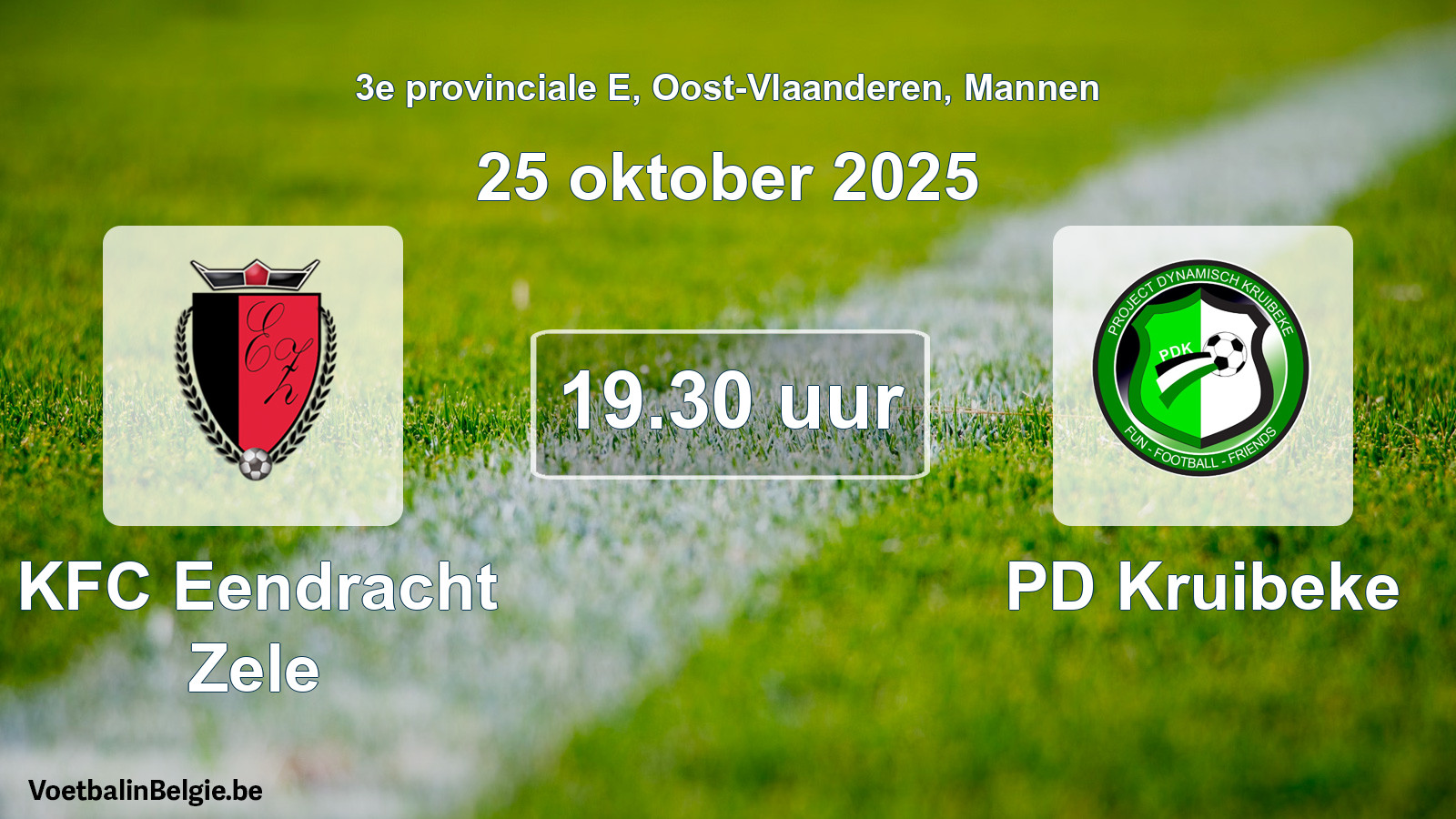 Geplande wedstrijd mannenvoetbal: KFC Eendracht Zele - PD Kruibeke (25 oktober 2025)