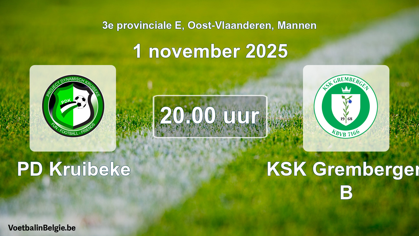 Scheduled match men football: PD Kruibeke - KSK Grembergen B (1 November 2025)
