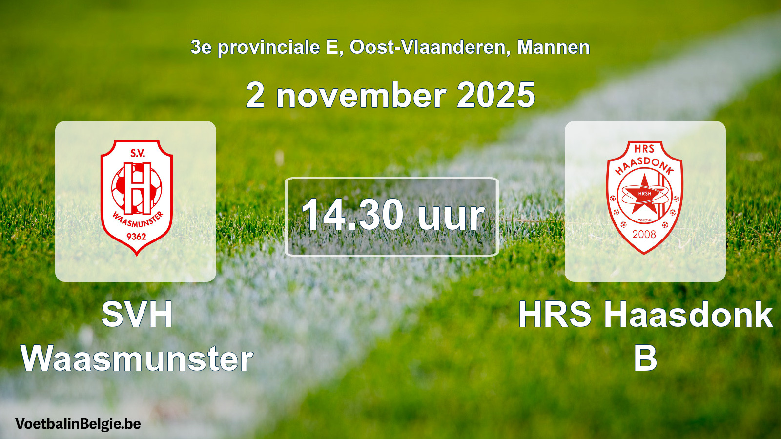 Scheduled match men football: SVH Waasmunster - HRS Haasdonk B (2 November 2025)