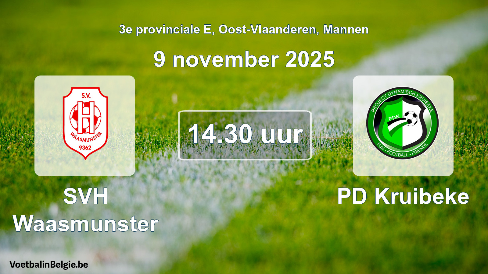 Scheduled match men football: SVH Waasmunster - PD Kruibeke (9 November 2025)