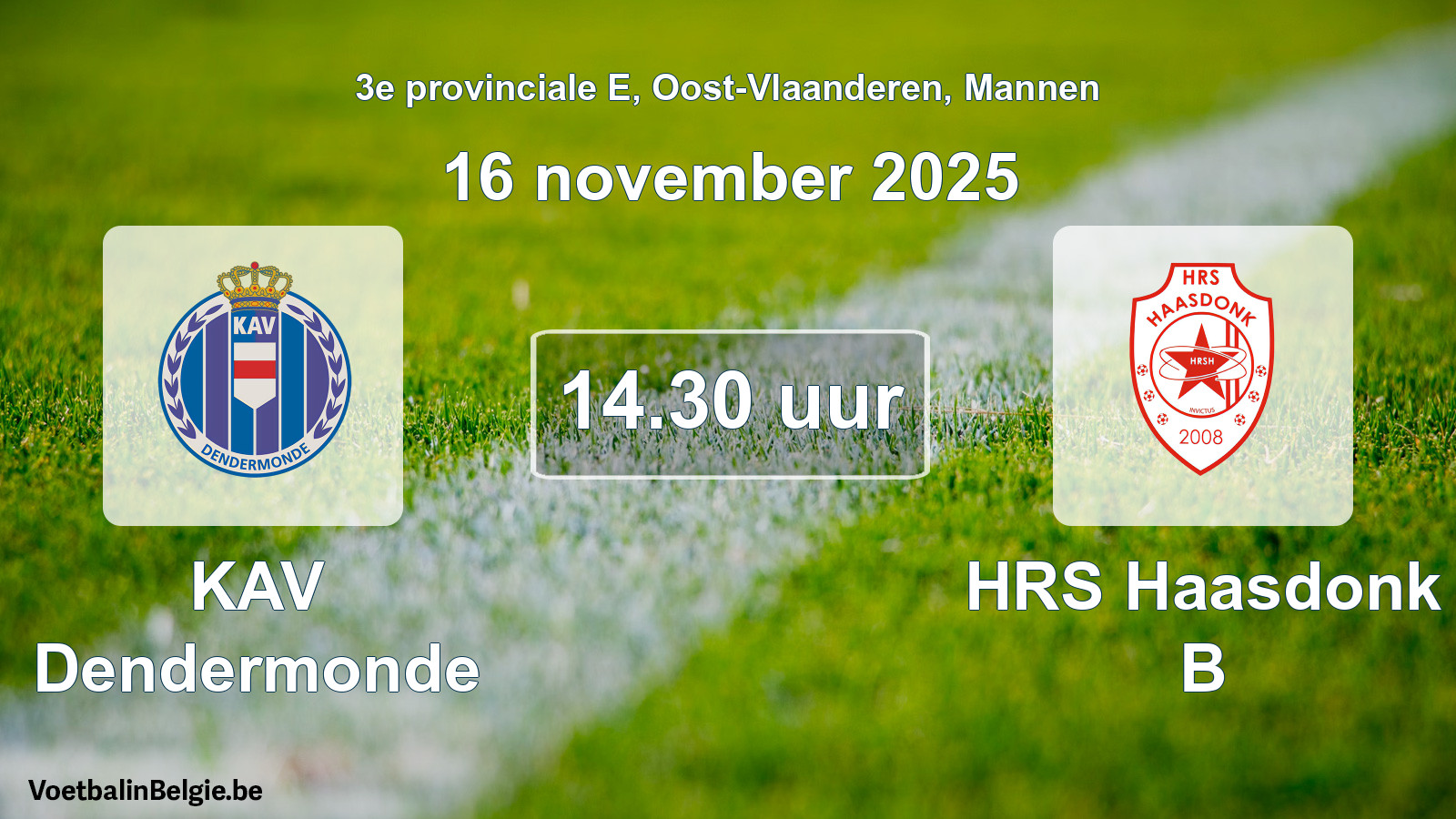 Scheduled match men football: KAV Dendermonde - HRS Haasdonk B (16 November 2025)