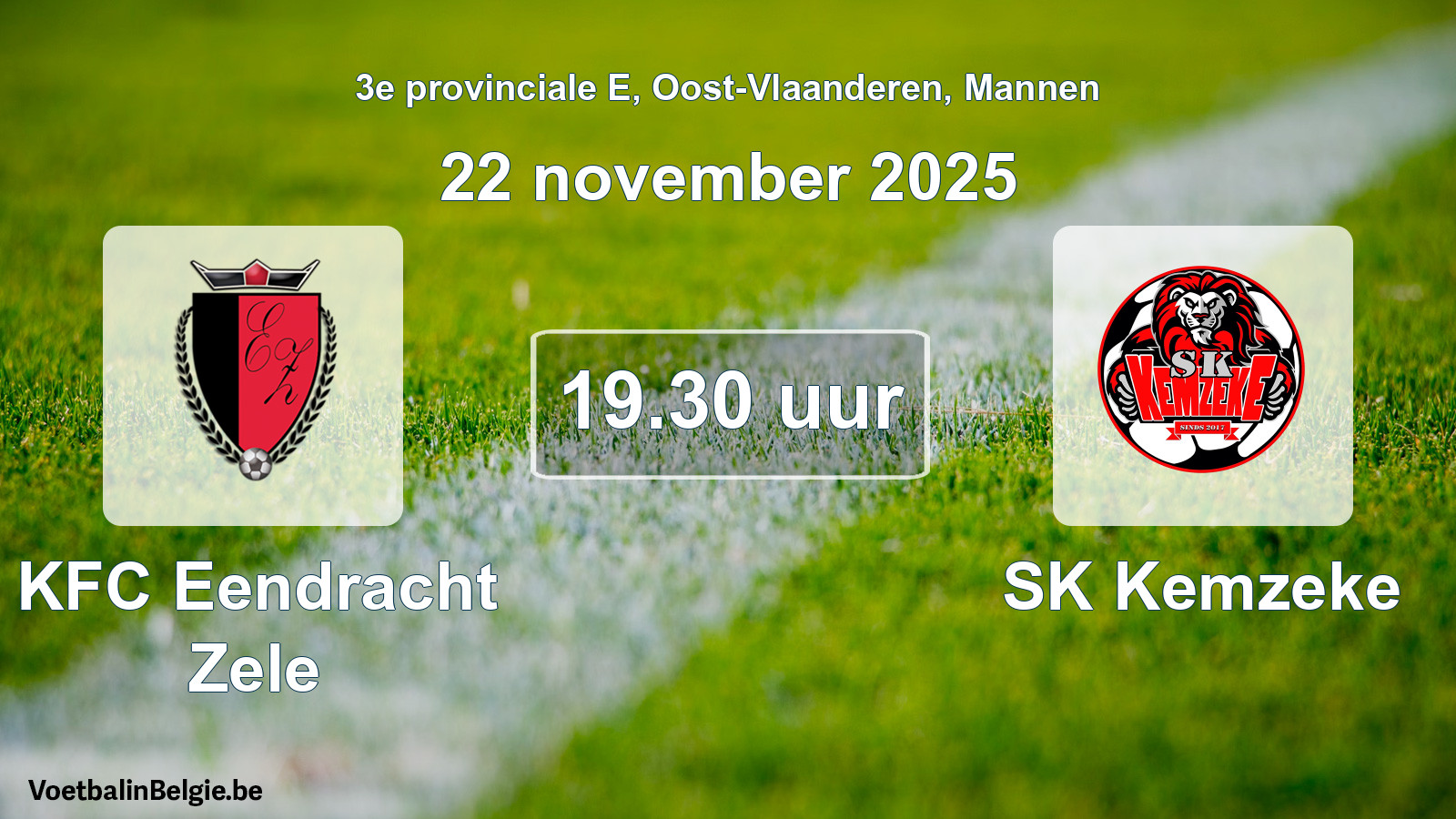 Scheduled match men football: KFC Eendracht Zele - SK Kemzeke (22 November 2025)