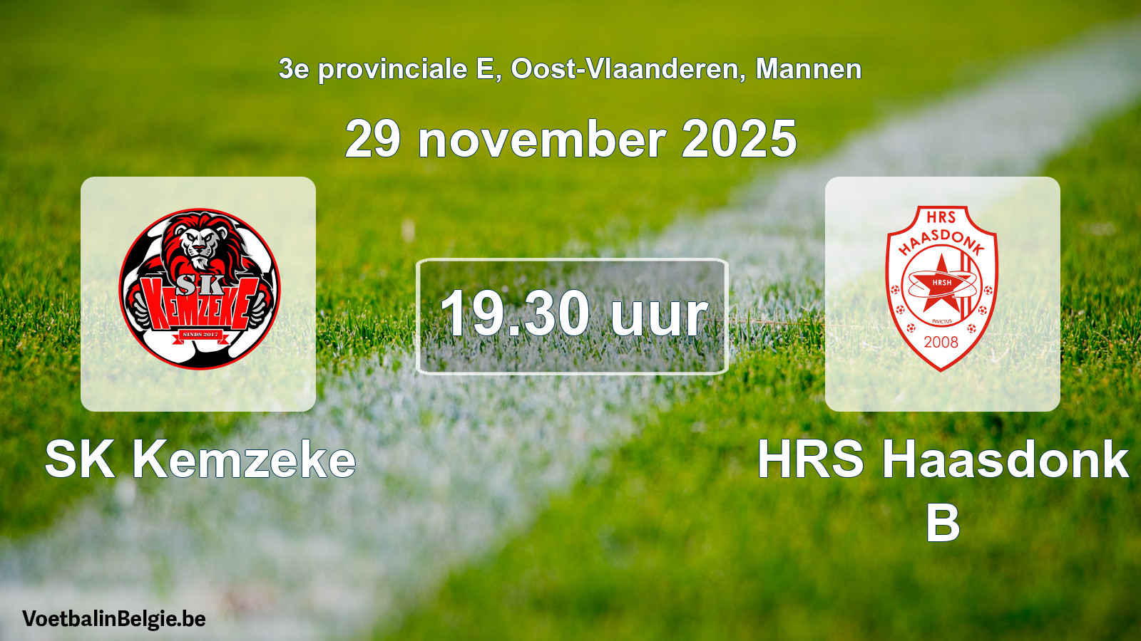 Scheduled match men football: SK Kemzeke - HRS Haasdonk B (29 November 2025)