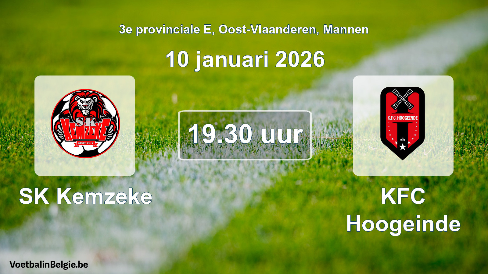Scheduled match men football: SK Kemzeke - KFC Hoogeinde (10 January 2026)