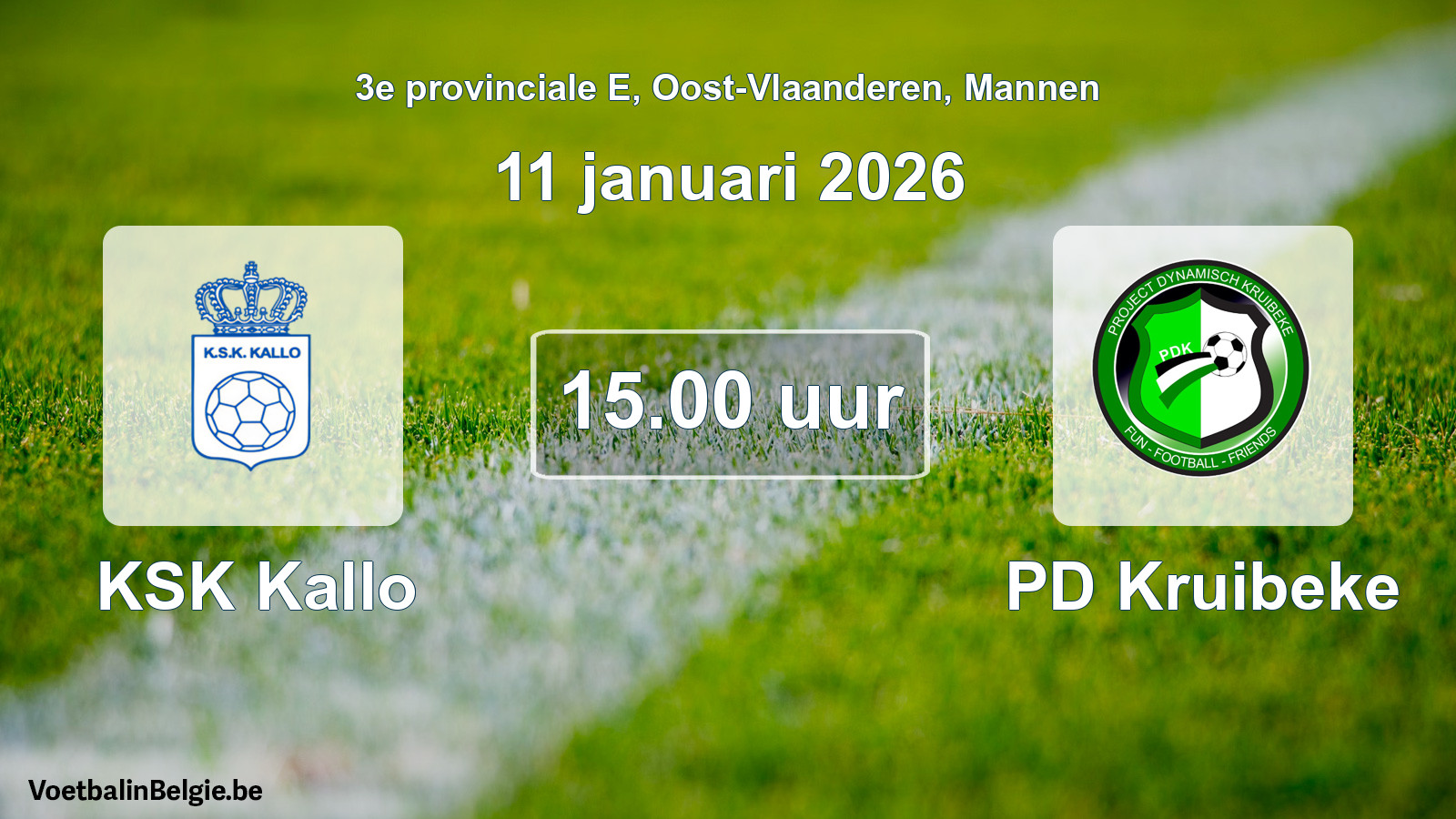 Scheduled match men football: KSK Kallo - PD Kruibeke (11 January 2026)