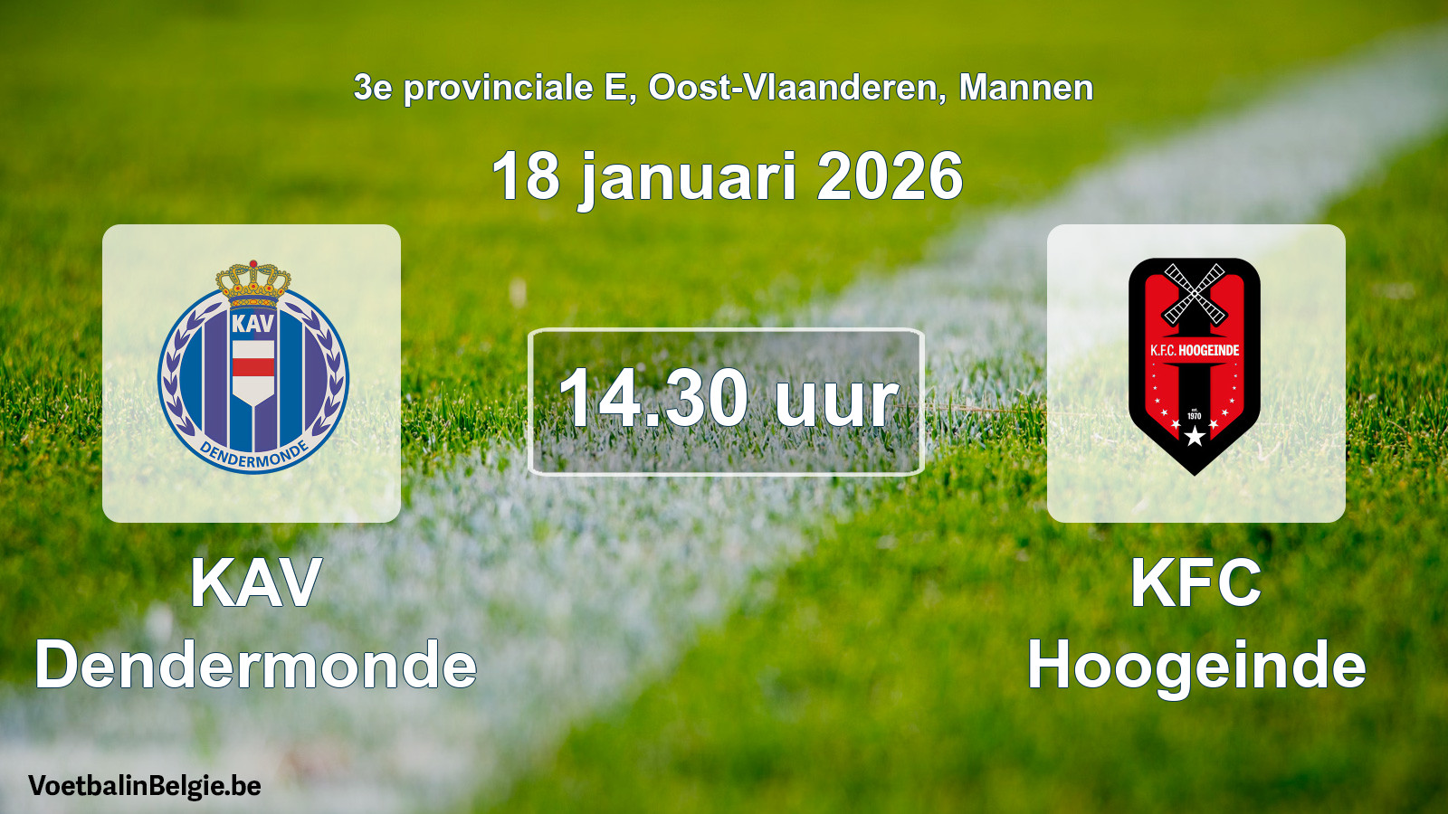 Scheduled match men football: KAV Dendermonde - KFC Hoogeinde (18 January 2026)