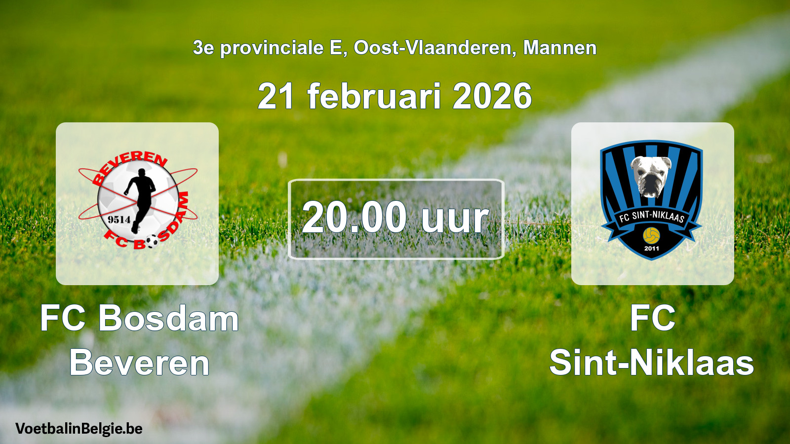 Scheduled match men football: FC Bosdam Beveren - FC Sint-Niklaas (21 February 2026)