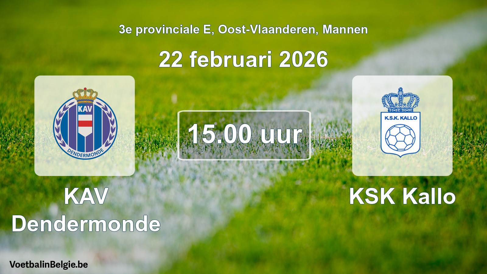Scheduled match men football: KAV Dendermonde - KSK Kallo (22 February 2026)