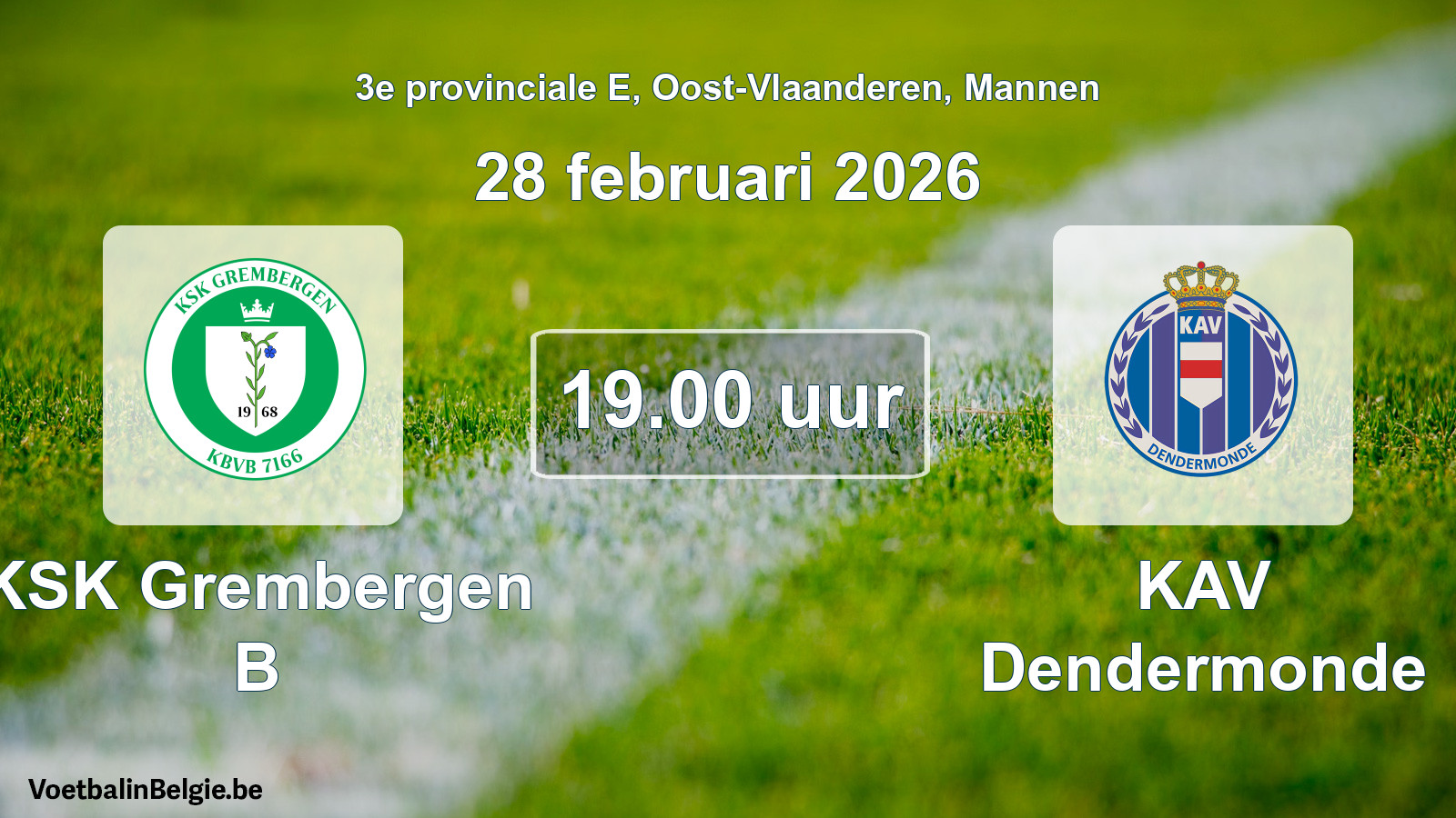 Scheduled match men football: KSK Grembergen B - KAV Dendermonde (28 February 2026)