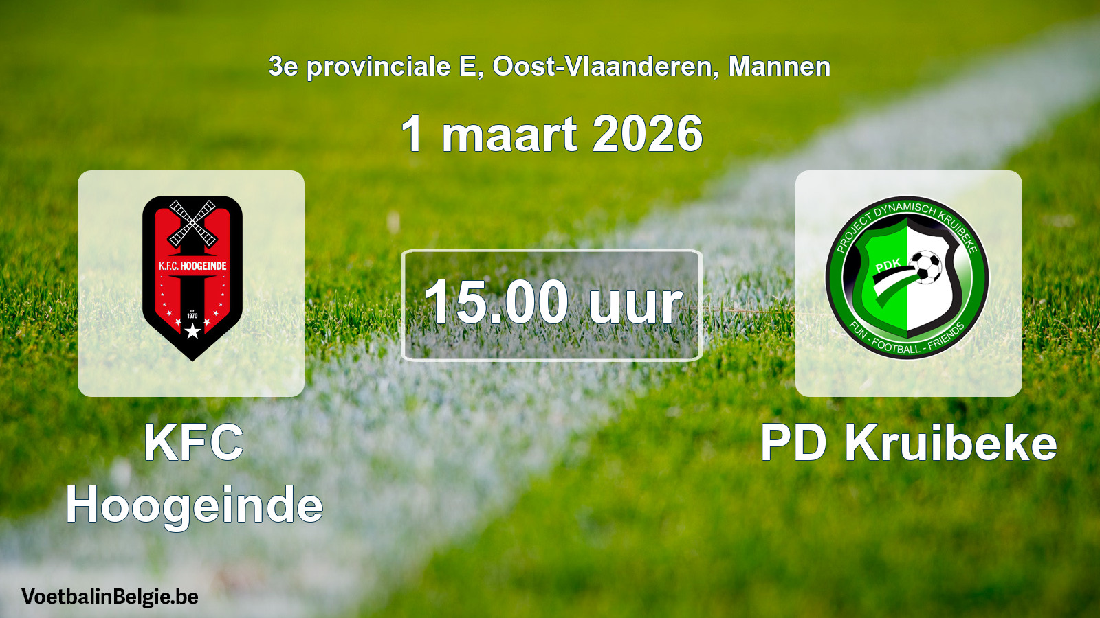 Scheduled match men football: KFC Hoogeinde - PD Kruibeke (1 March 2026)
