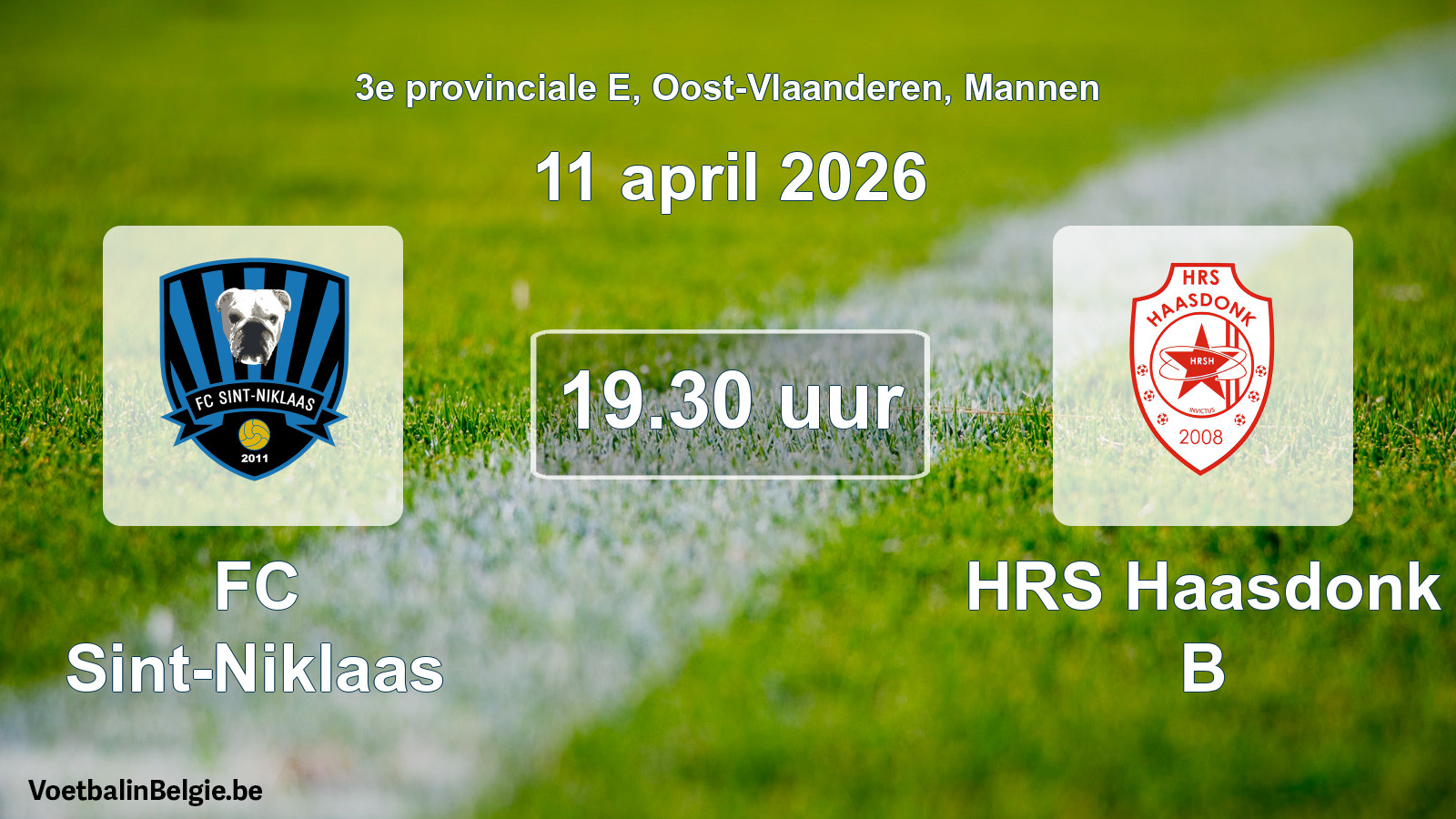 Scheduled match men football: FC Sint-Niklaas - HRS Haasdonk B (11 April 2026)