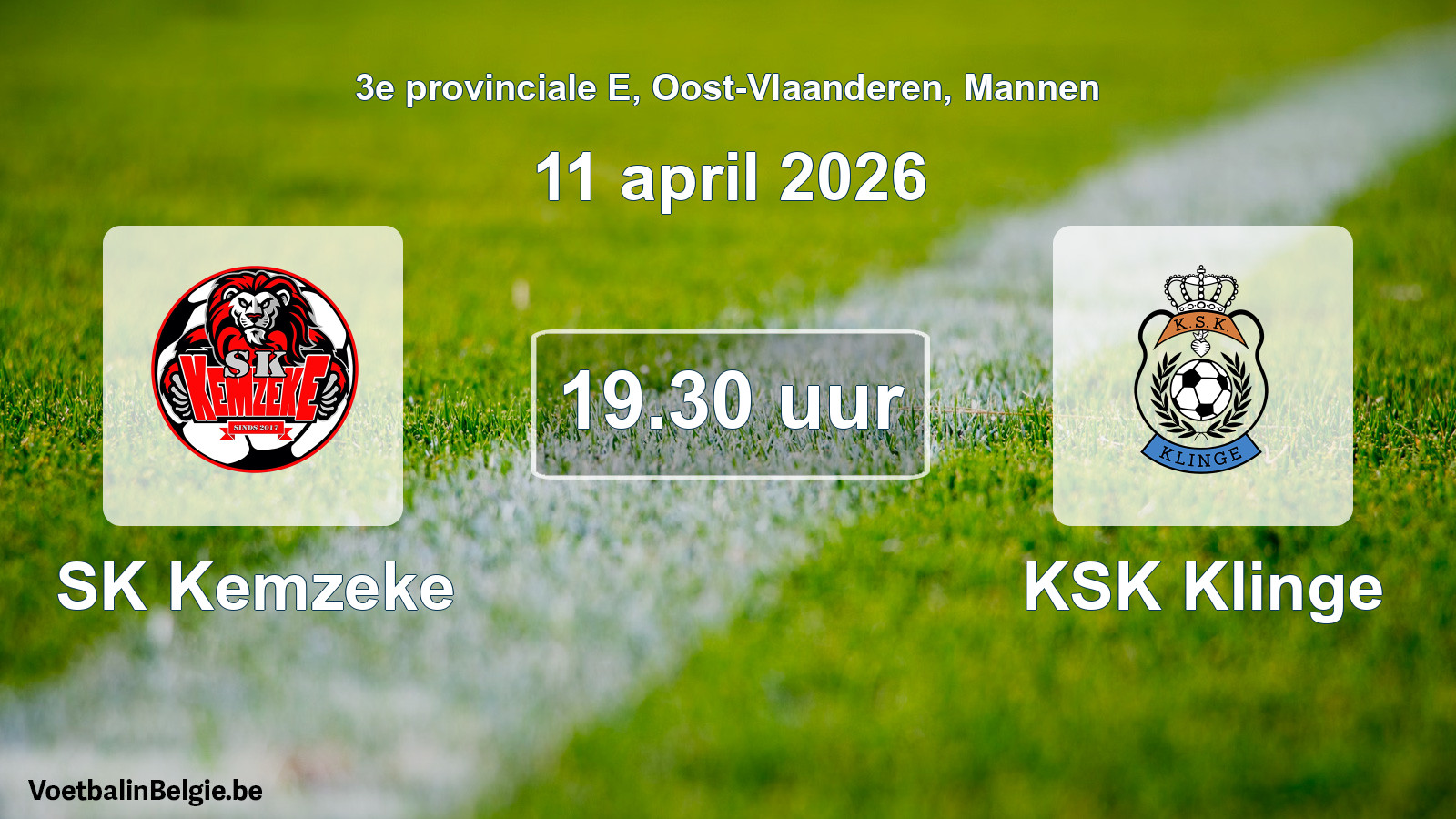 Scheduled match men football: SK Kemzeke - KSK Klinge (11 April 2026)
