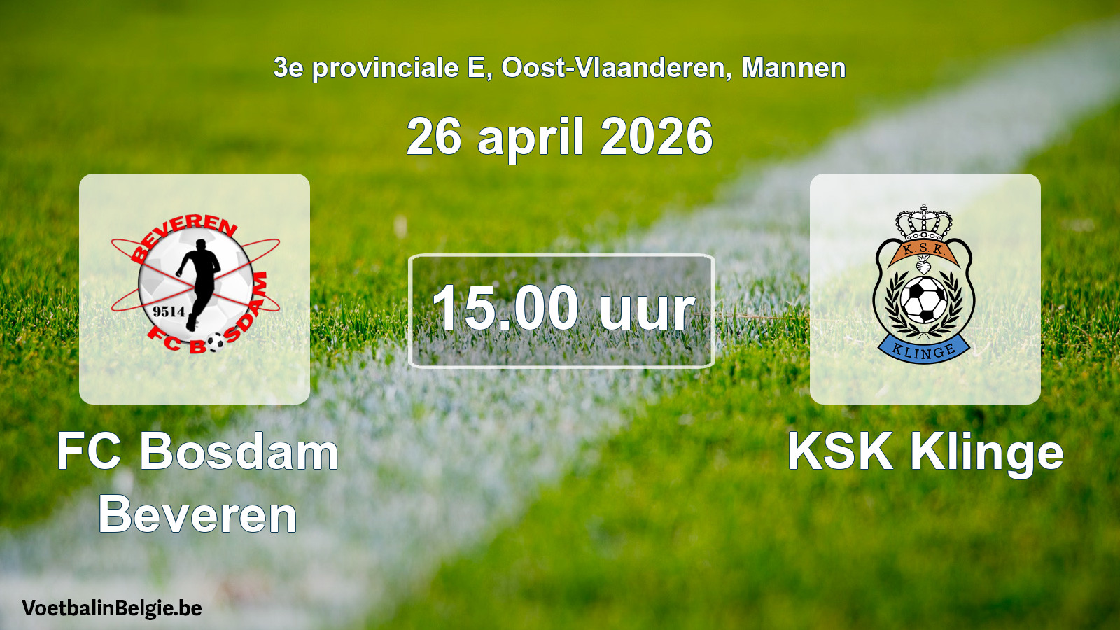 Scheduled match men football: FC Bosdam Beveren - KSK Klinge (26 April 2026)