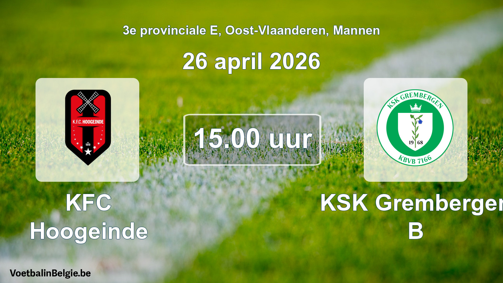 Scheduled match men football: KFC Hoogeinde - KSK Grembergen B (26 April 2026)