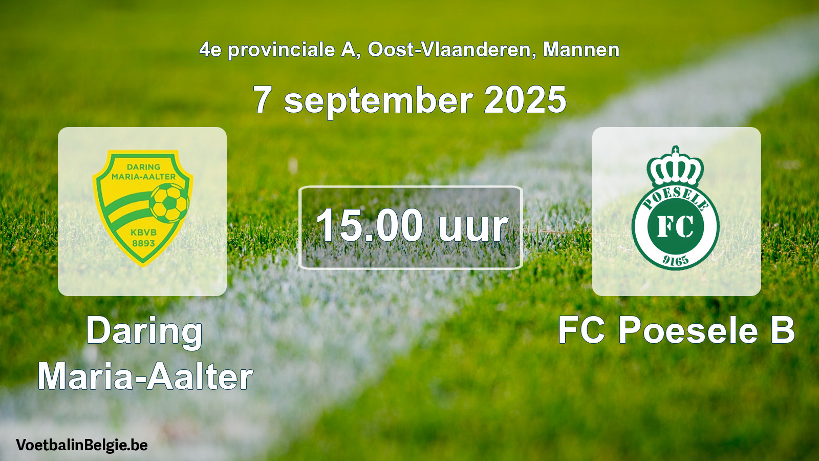 Scheduled match men football: Daring Maria-Aalter - FC Poesele B (7 September 2025)