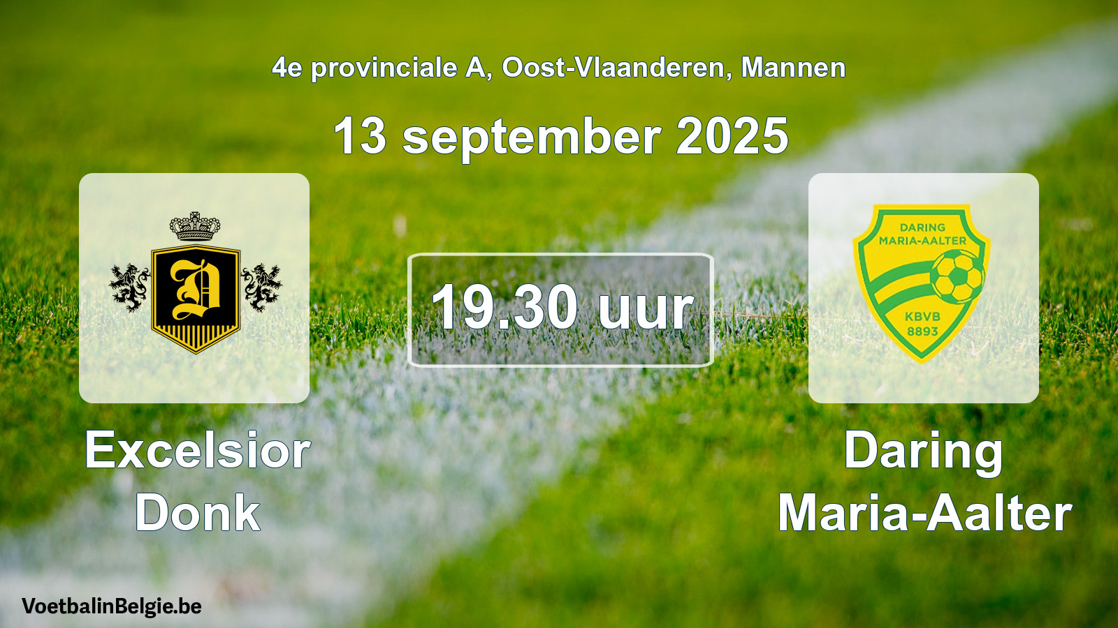 Scheduled match men football: Excelsior Donk - Daring Maria-Aalter (13 September 2025)