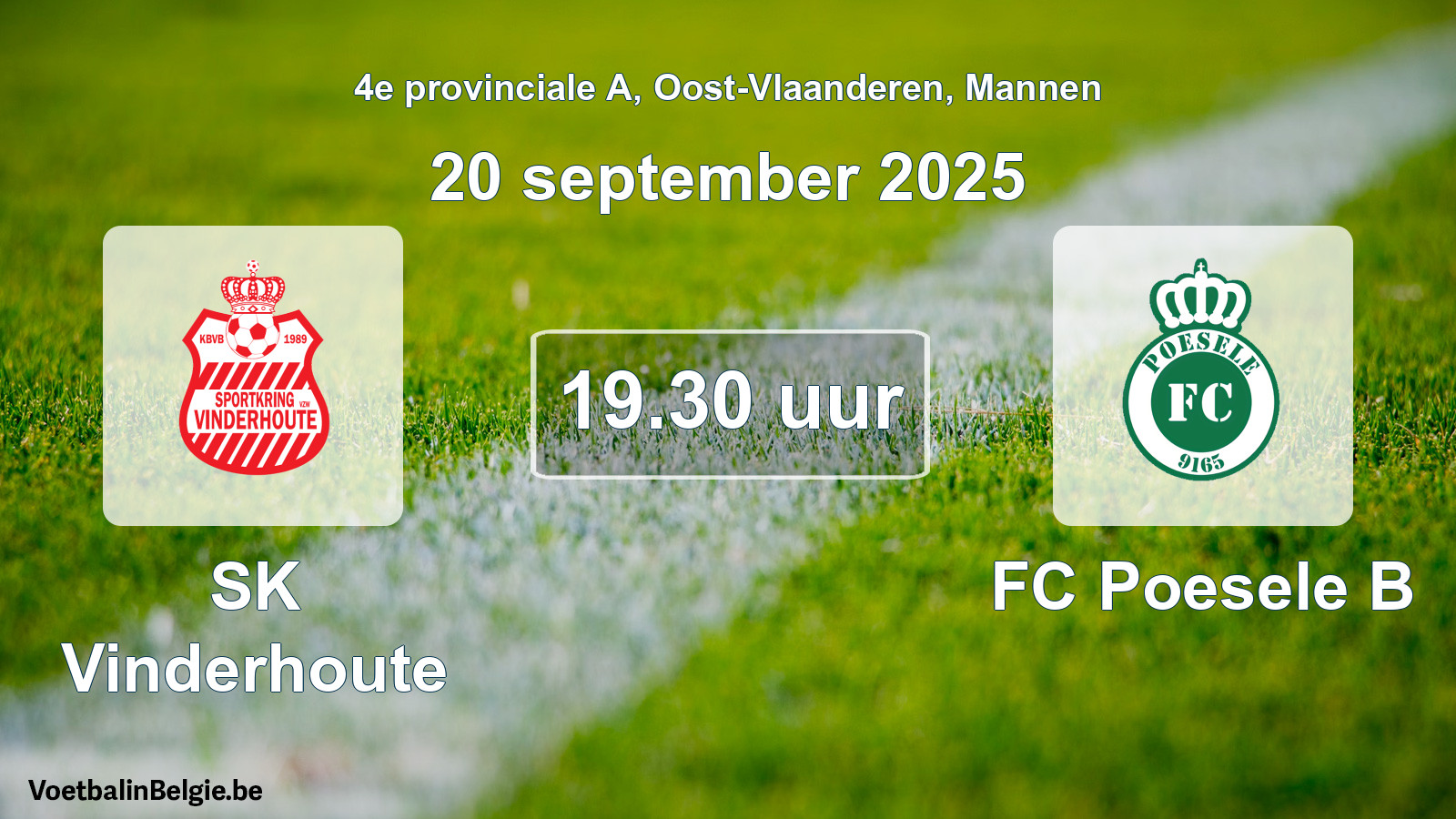 Scheduled match men football: SK Vinderhoute - FC Poesele B (20 September 2025)