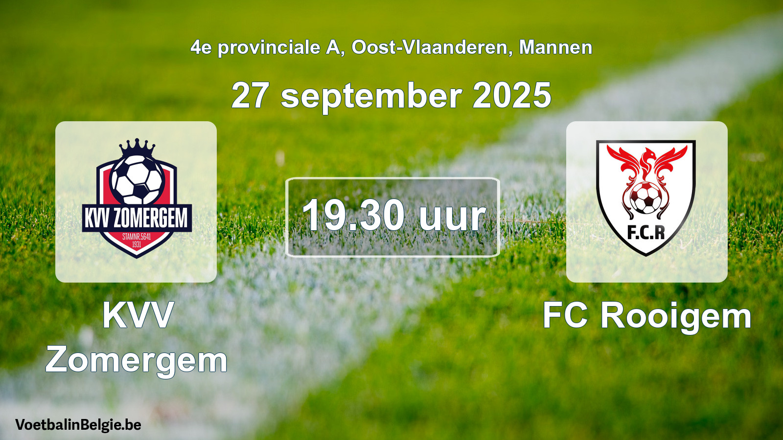 Scheduled match men football: KVV Zomergem - FC Rooigem (27 September 2025)