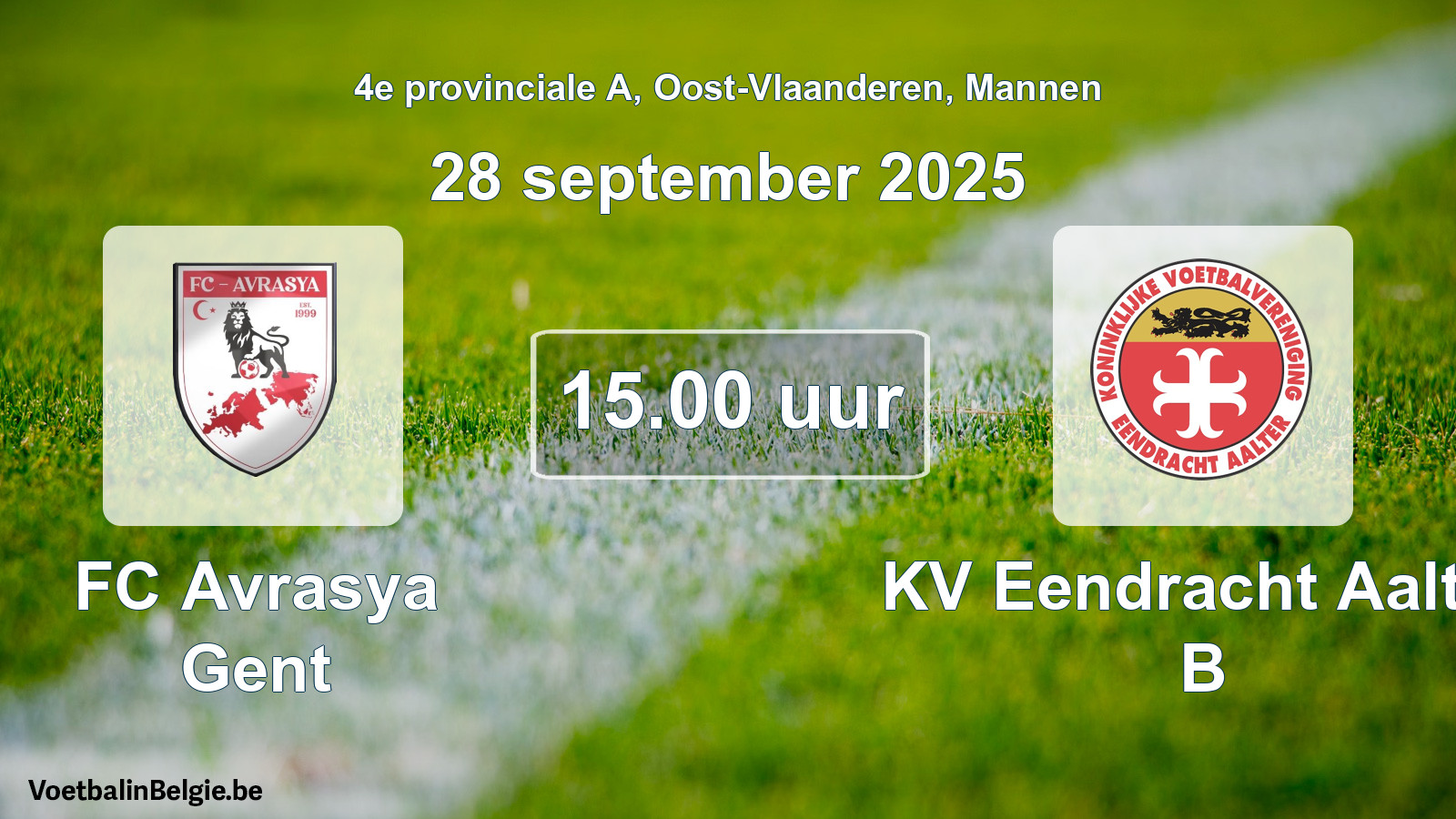 Scheduled match men football: FC Avrasya Gent - KV Eendracht Aalter B (28 September 2025)