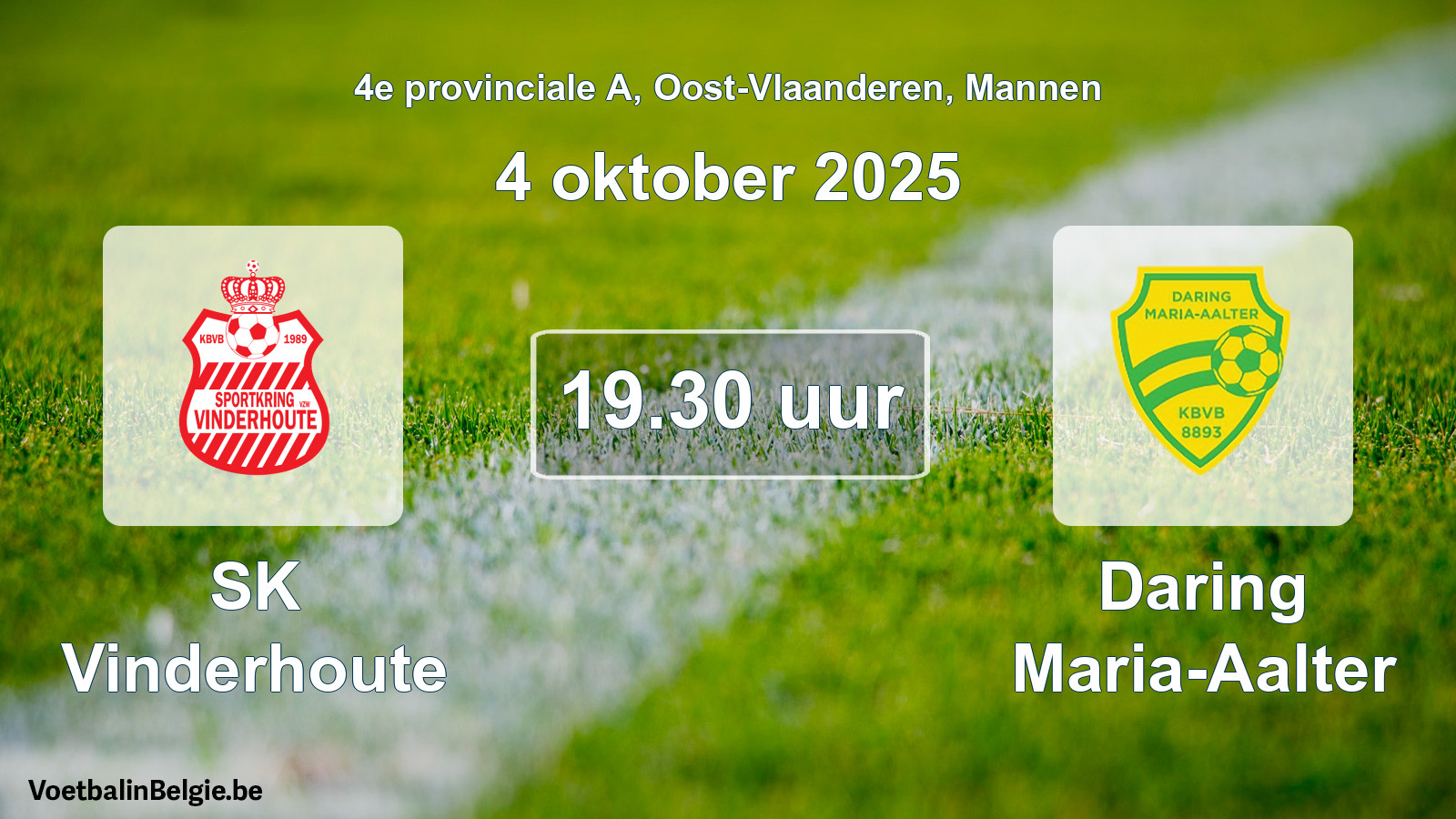 Scheduled match men football: SK Vinderhoute - Daring Maria-Aalter (4 October 2025)