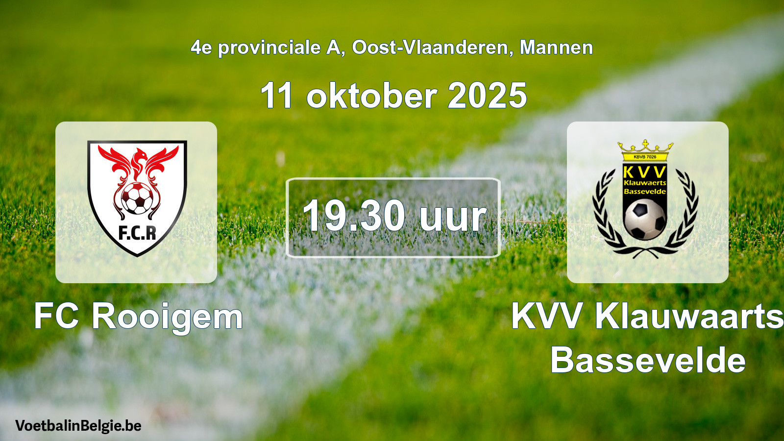 Scheduled match men football: FC Rooigem - KVV Klauwaarts Bassevelde (11 October 2025)