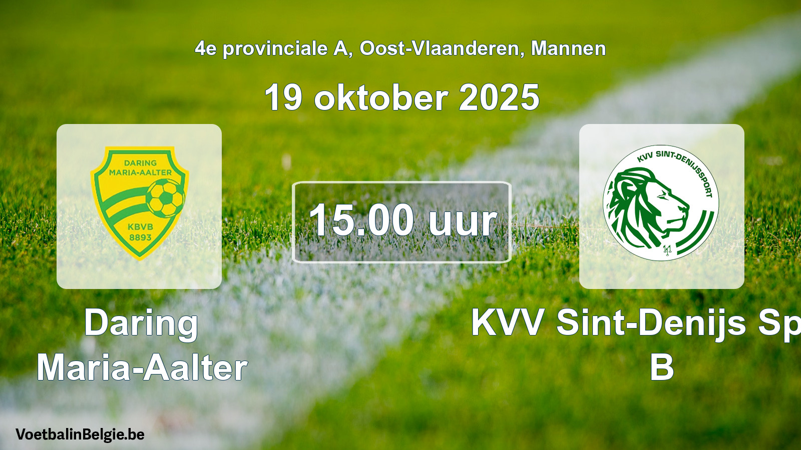 Scheduled match men football: Daring Maria-Aalter - KVV Sint-Denijs Sport B (19 October 2025)