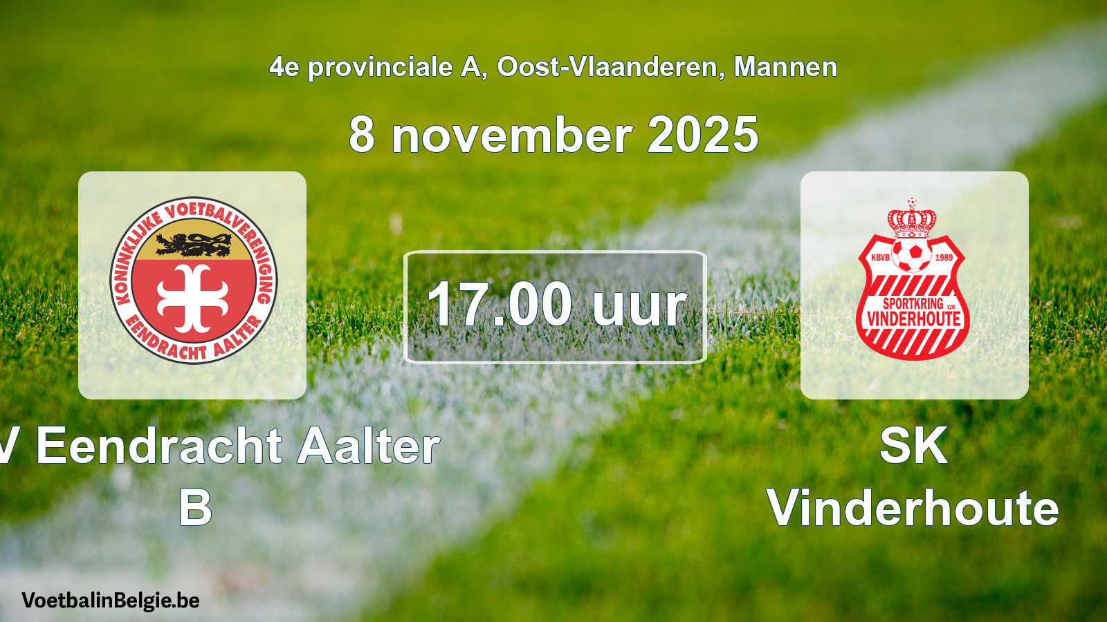 Scheduled match men football: KV Eendracht Aalter B - SK Vinderhoute (8 November 2025)