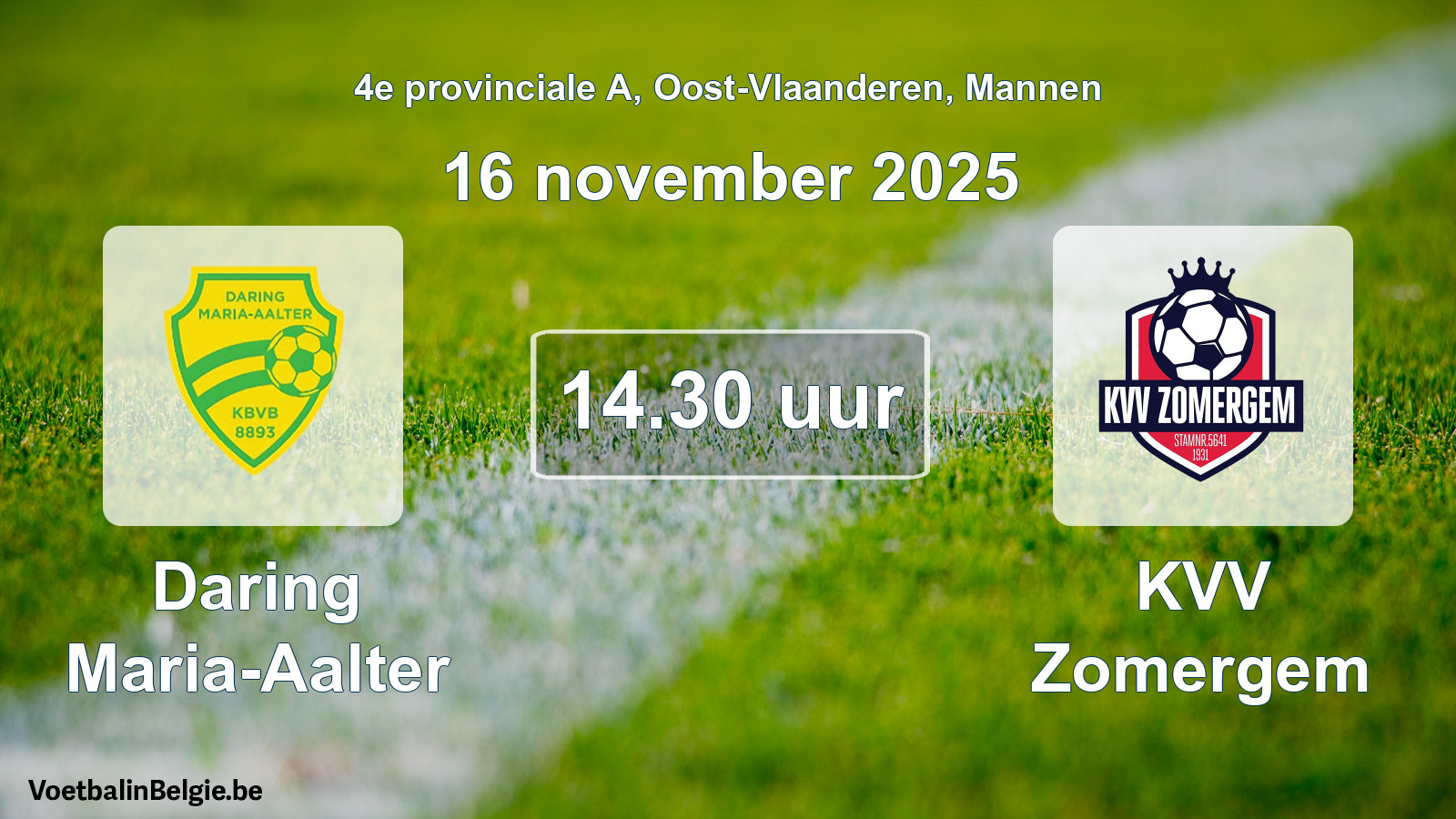 Scheduled match men football: Daring Maria-Aalter - KVV Zomergem (16 November 2025)