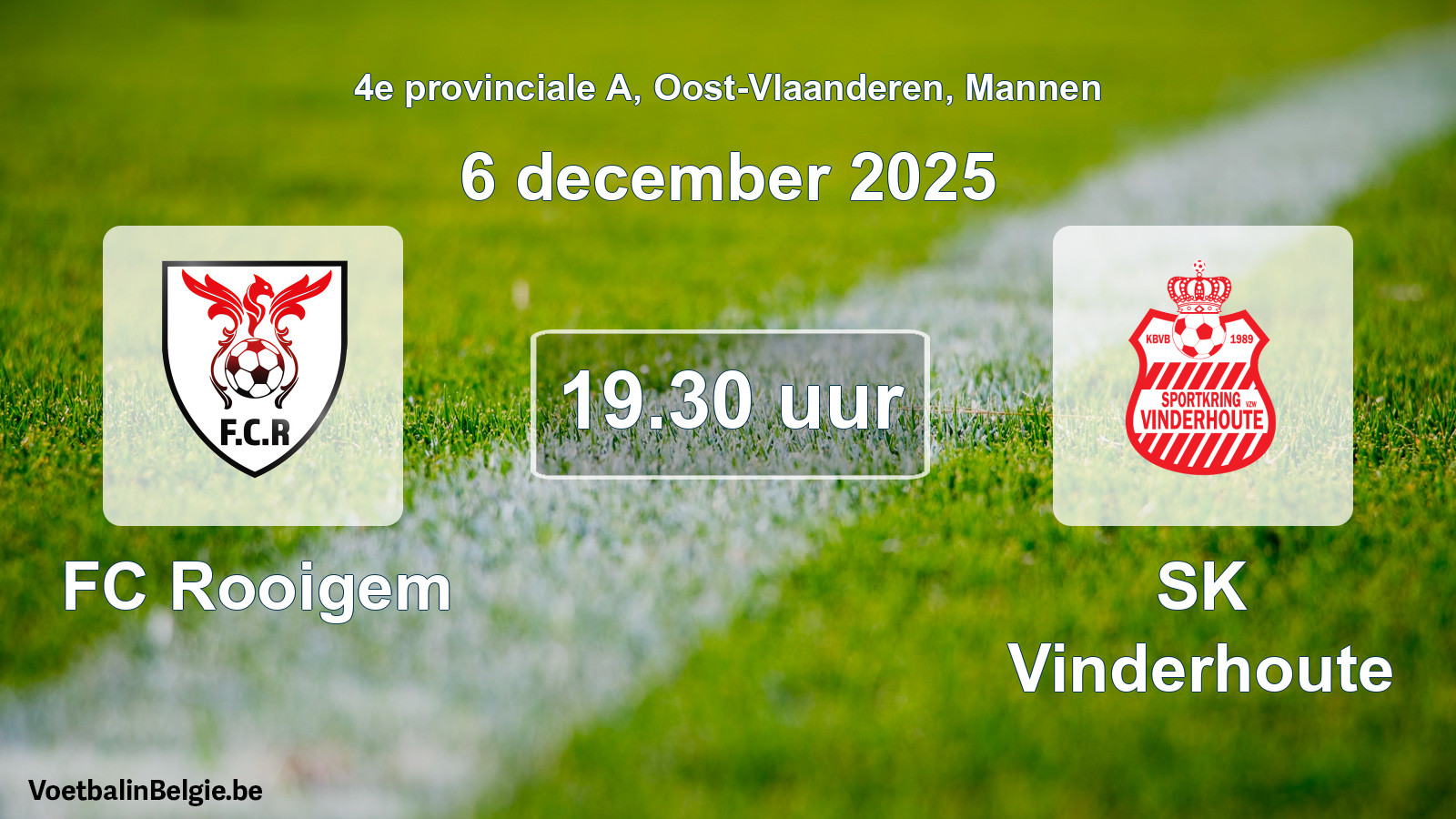 Scheduled match men football: FC Rooigem - SK Vinderhoute (6 December 2025)