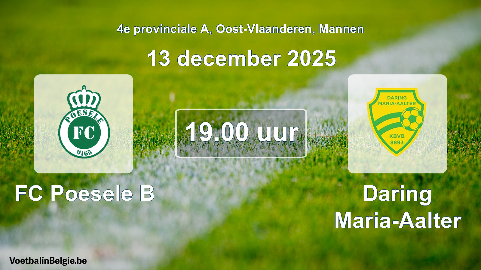 Scheduled match men football: FC Poesele B - Daring Maria-Aalter (13 December 2025)