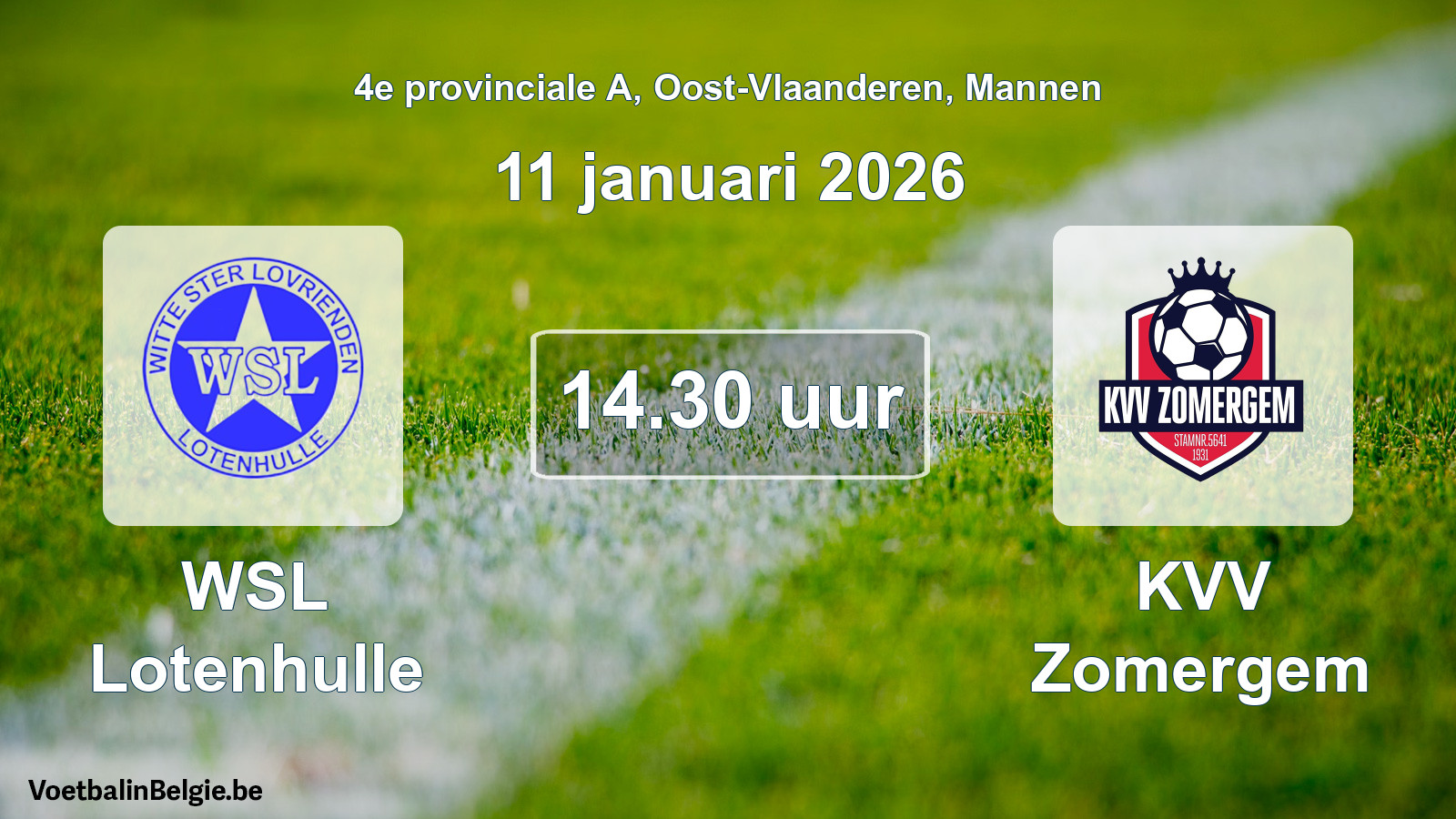 Scheduled match men football: WSL Lotenhulle - KVV Zomergem (11 January 2026)