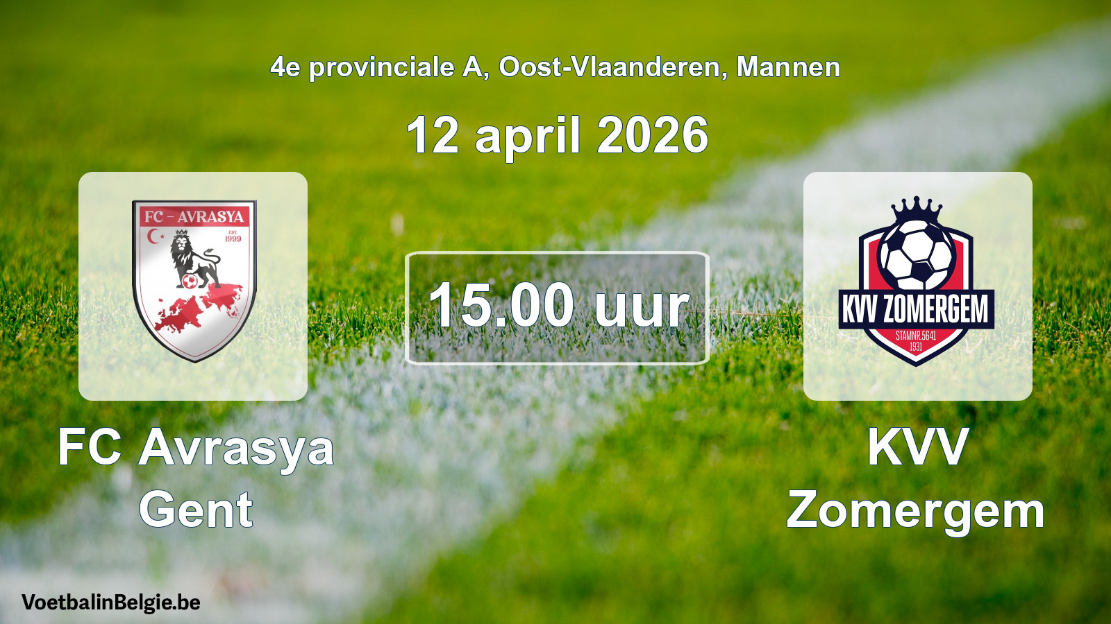 Scheduled match men football: FC Avrasya Gent - KVV Zomergem (12 April 2026)