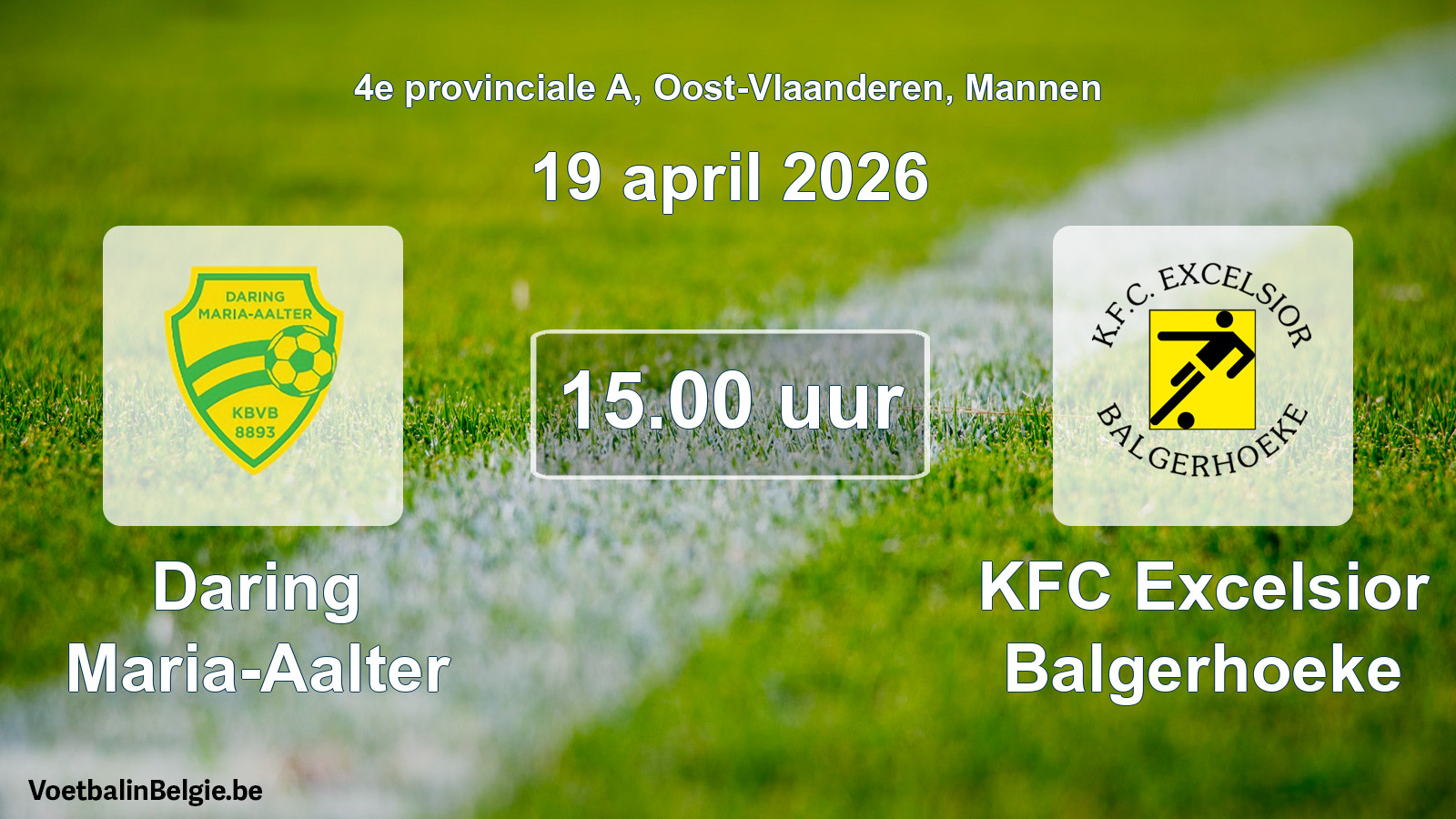 Scheduled match men football: Daring Maria-Aalter - KFC Excelsior Balgerhoeke (19 April 2026)