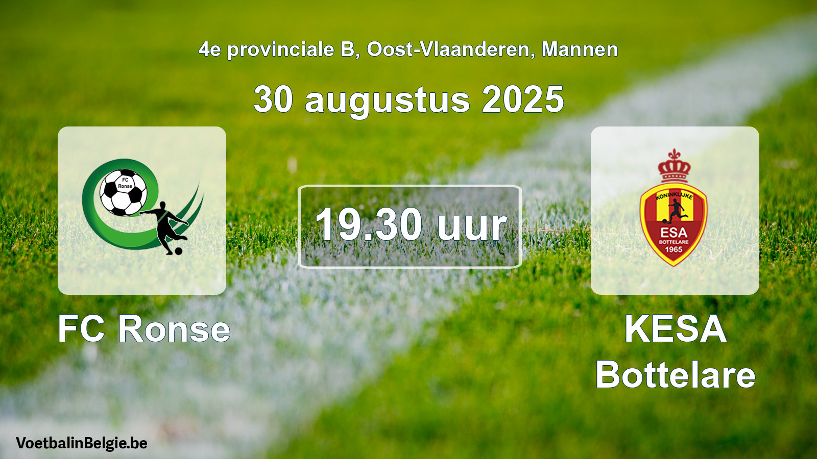 Scheduled match men football: FC Ronse - KESA Bottelare (30 August 2025)