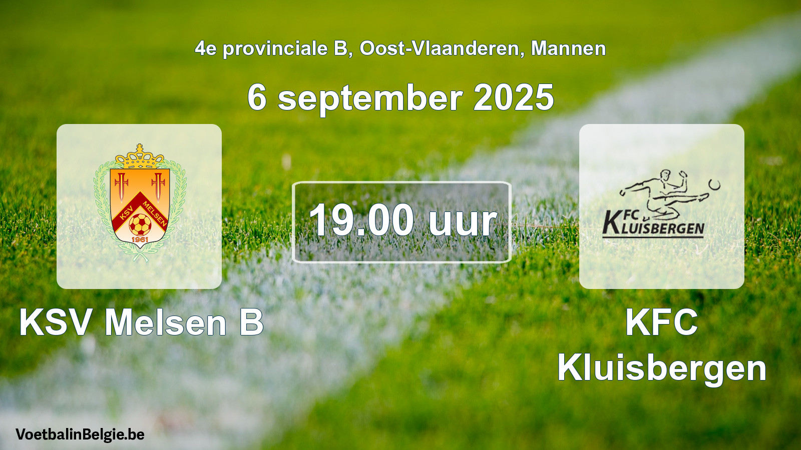 Scheduled match men football: KSV Melsen B - KFC Kluisbergen (6 September 2025)