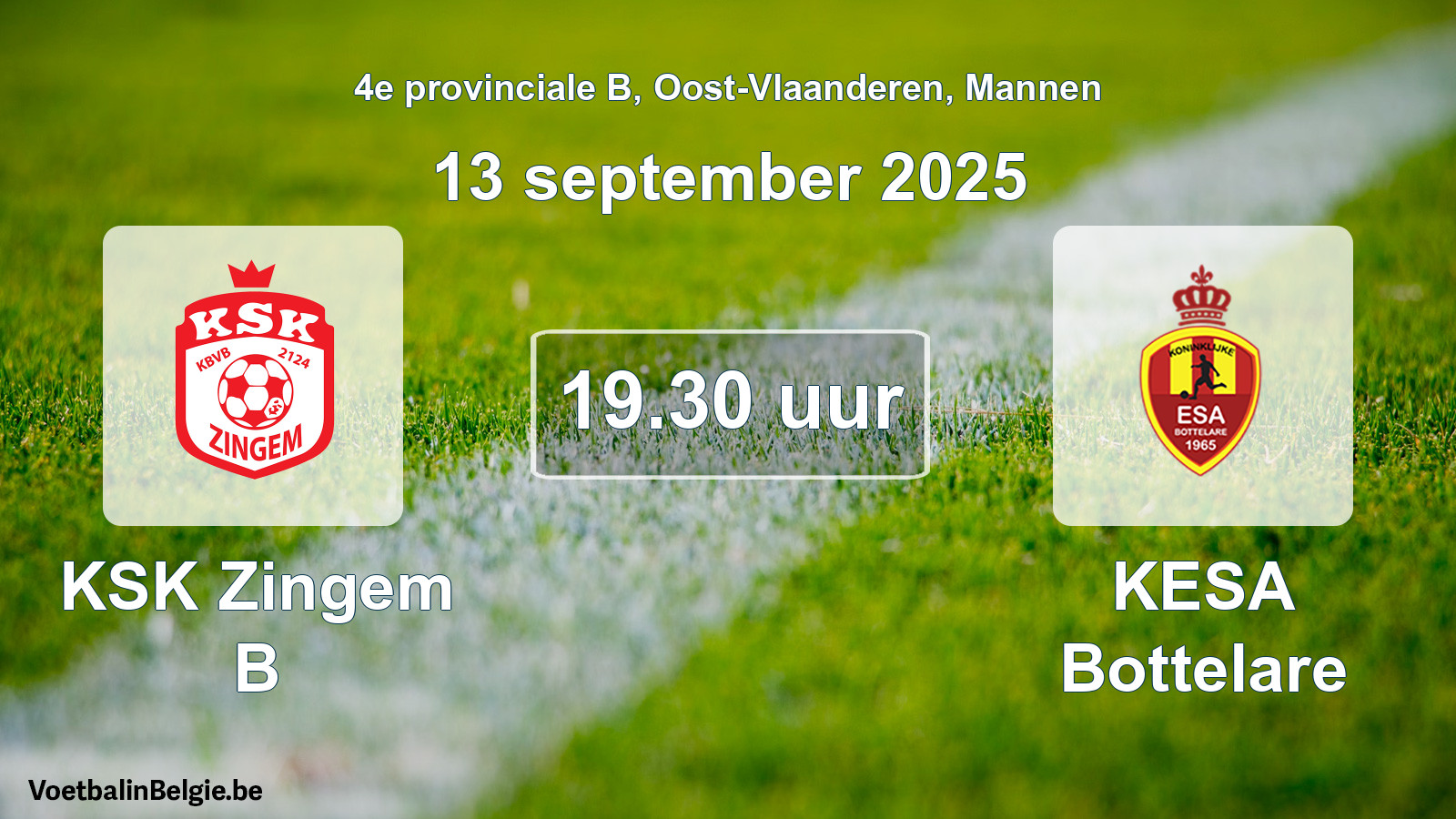 Scheduled match men football: KSK Zingem B - KESA Bottelare (13 September 2025)
