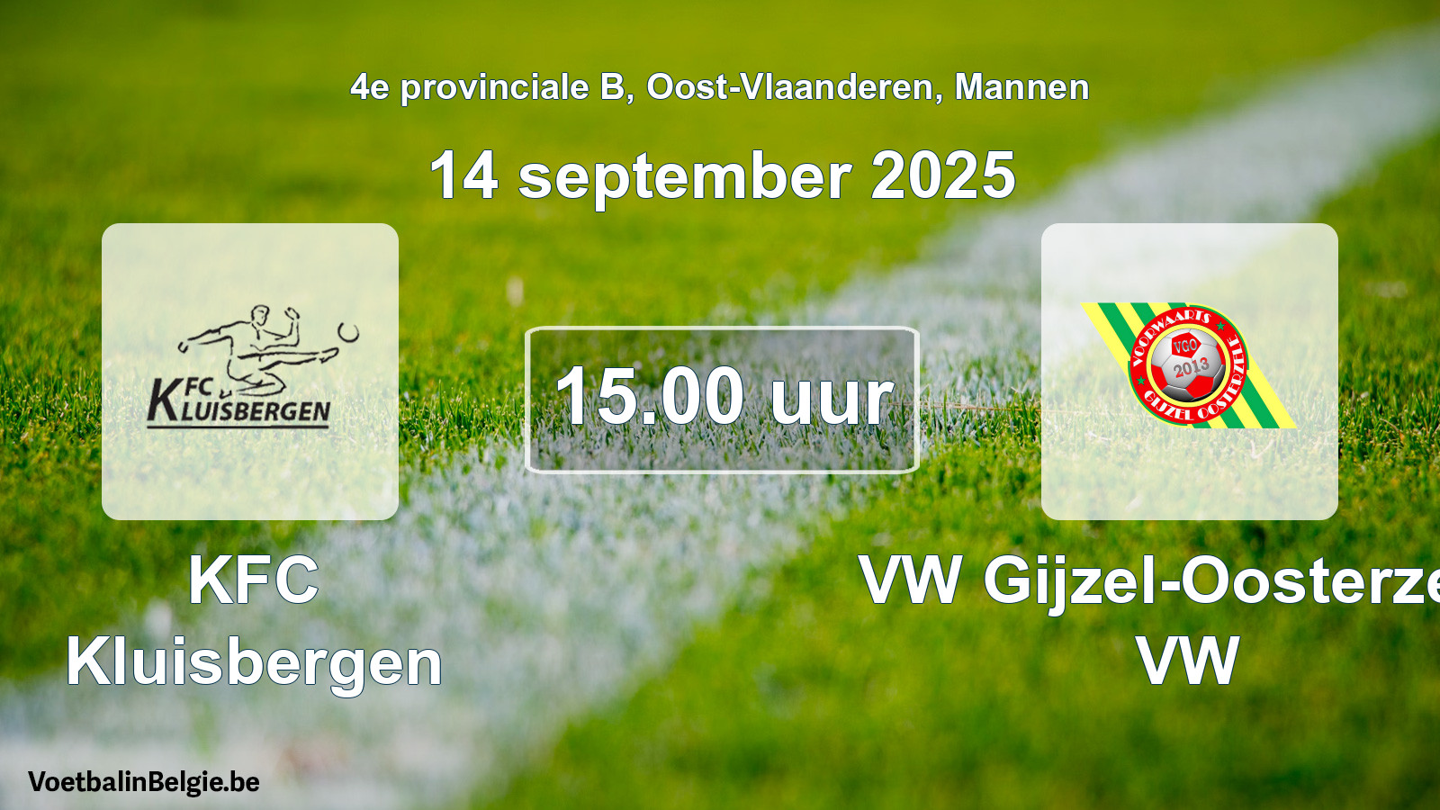 Scheduled match men football: KFC Kluisbergen - VW Gijzel-Oosterzele VW (14 September 2025)