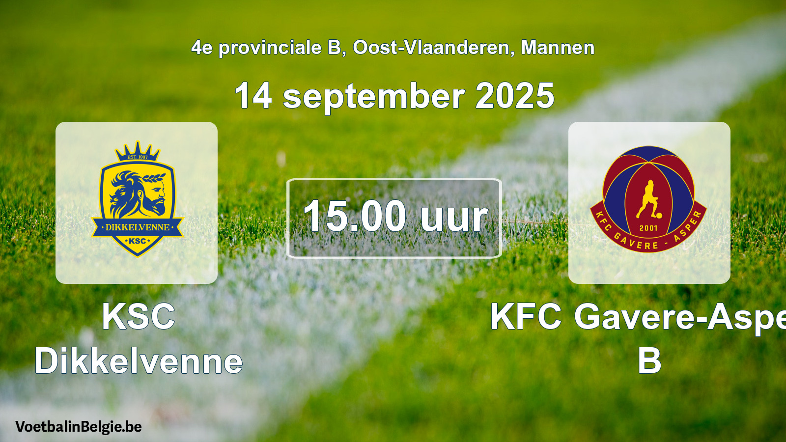Scheduled match men football: KSC Dikkelvenne - KFC Gavere-Asper B (14 September 2025)
