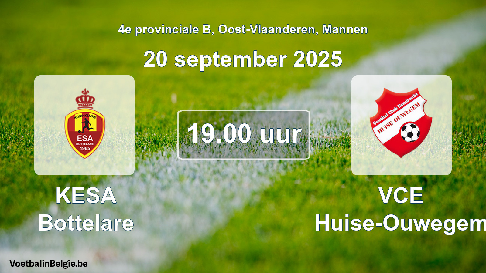 Scheduled match men football: KESA Bottelare - VCE Huise-Ouwegem (20 September 2025)