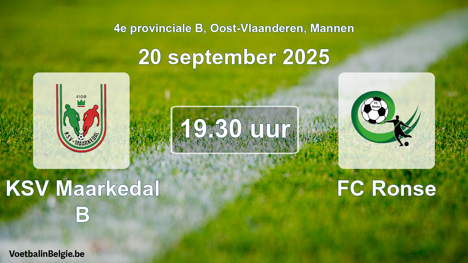 Scheduled match men football: KSV Maarkedal B - FC Ronse (20 September 2025)