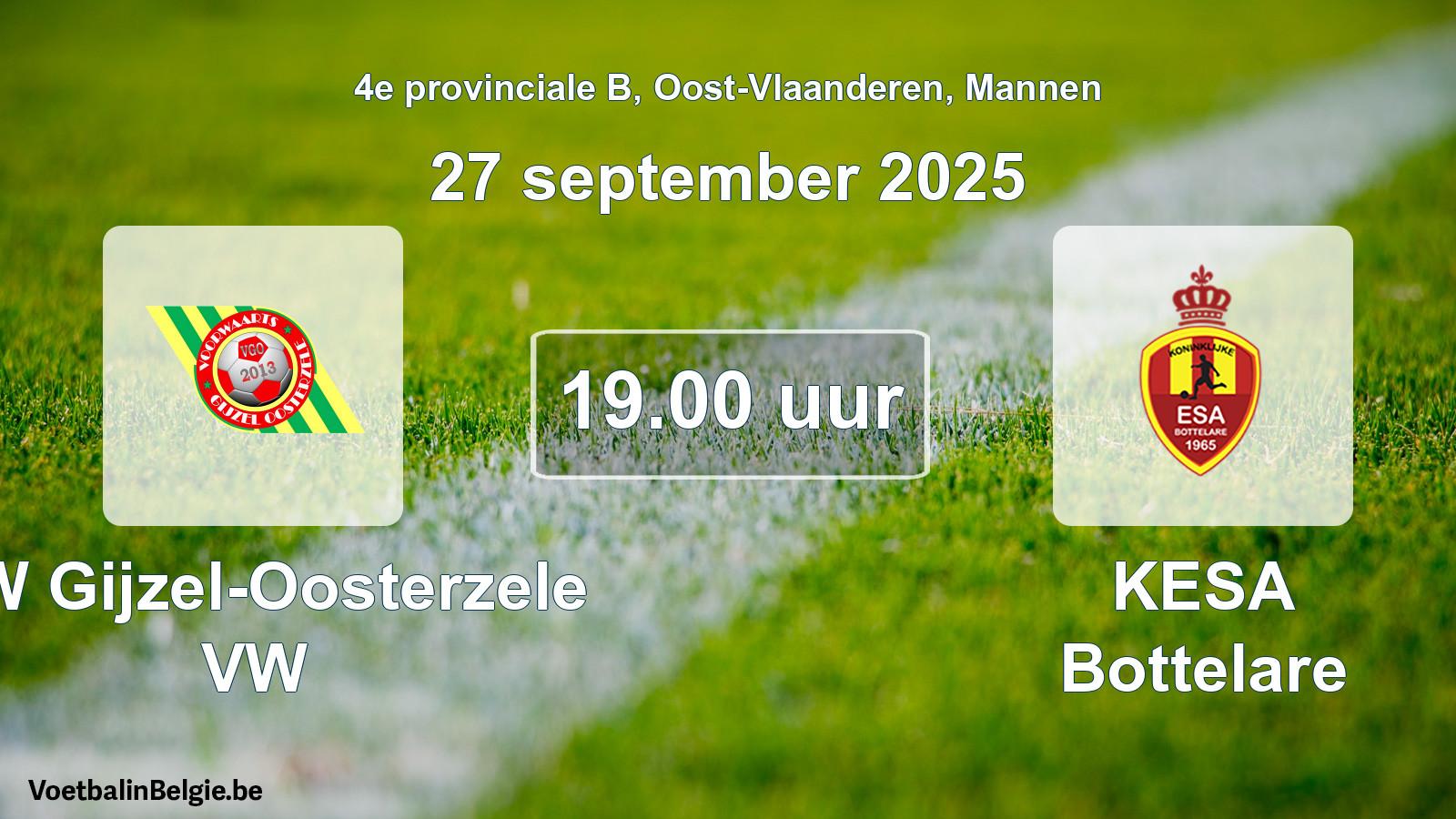 Scheduled match men football: VW Gijzel-Oosterzele VW - KESA Bottelare (27 September 2025)