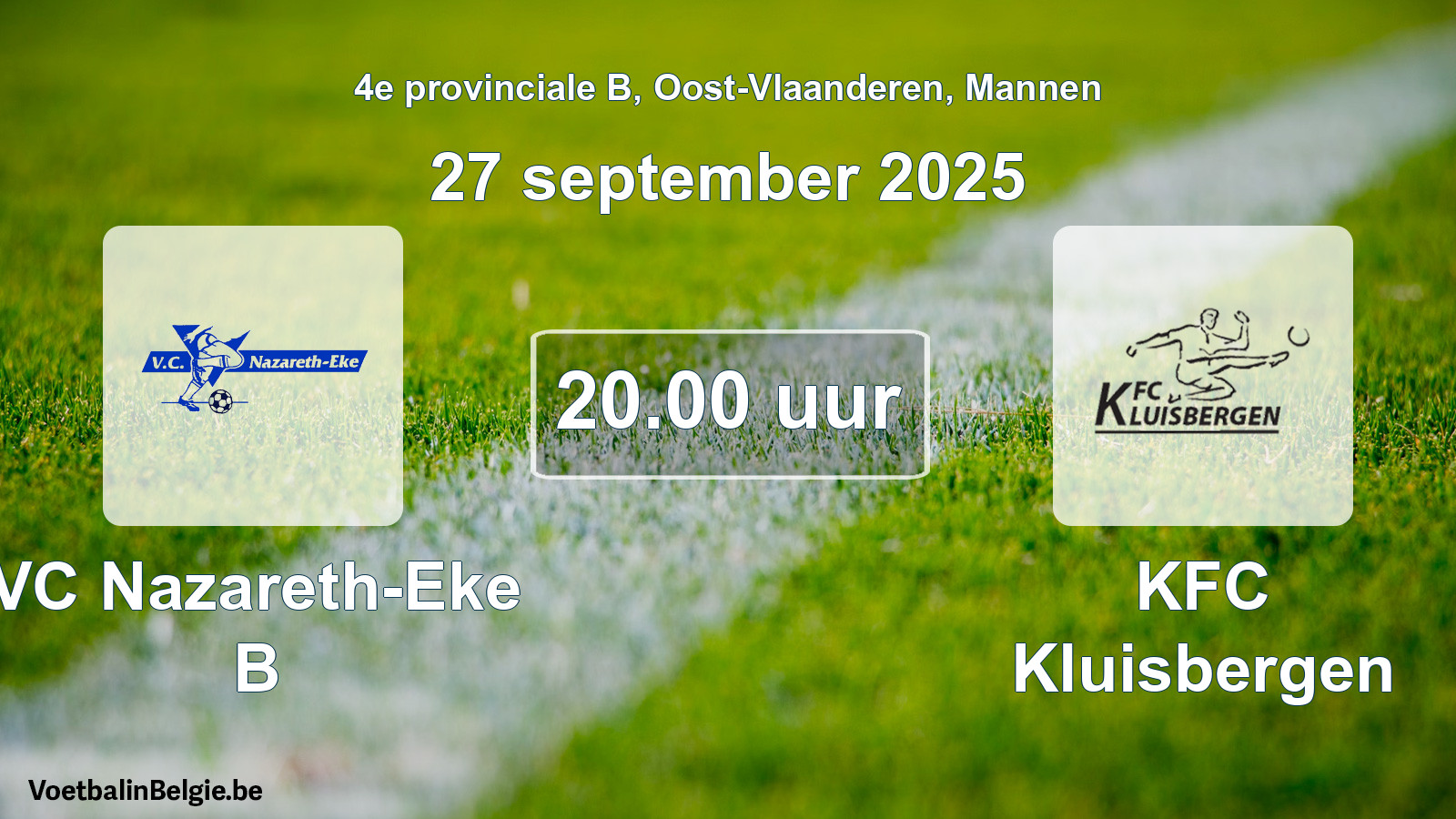 Scheduled match men football: VC Nazareth-Eke B - KFC Kluisbergen (27 September 2025)