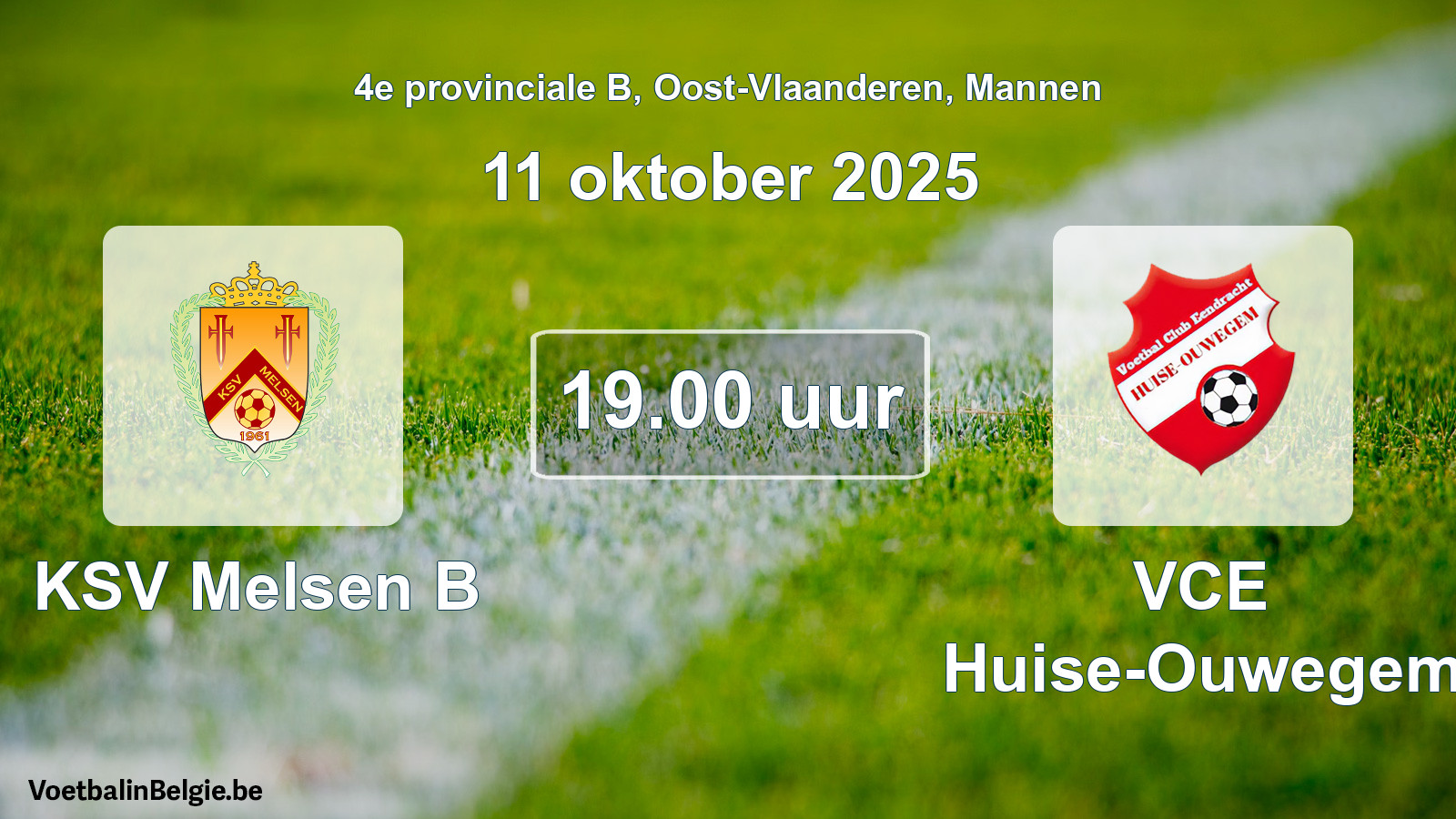Scheduled match men football: KSV Melsen B - VCE Huise-Ouwegem (11 October 2025)