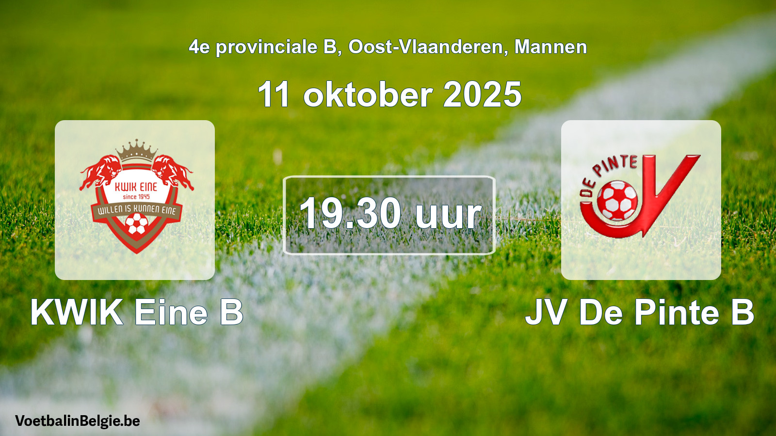 Scheduled match men football: KWIK Eine B - JV De Pinte B (11 October 2025)