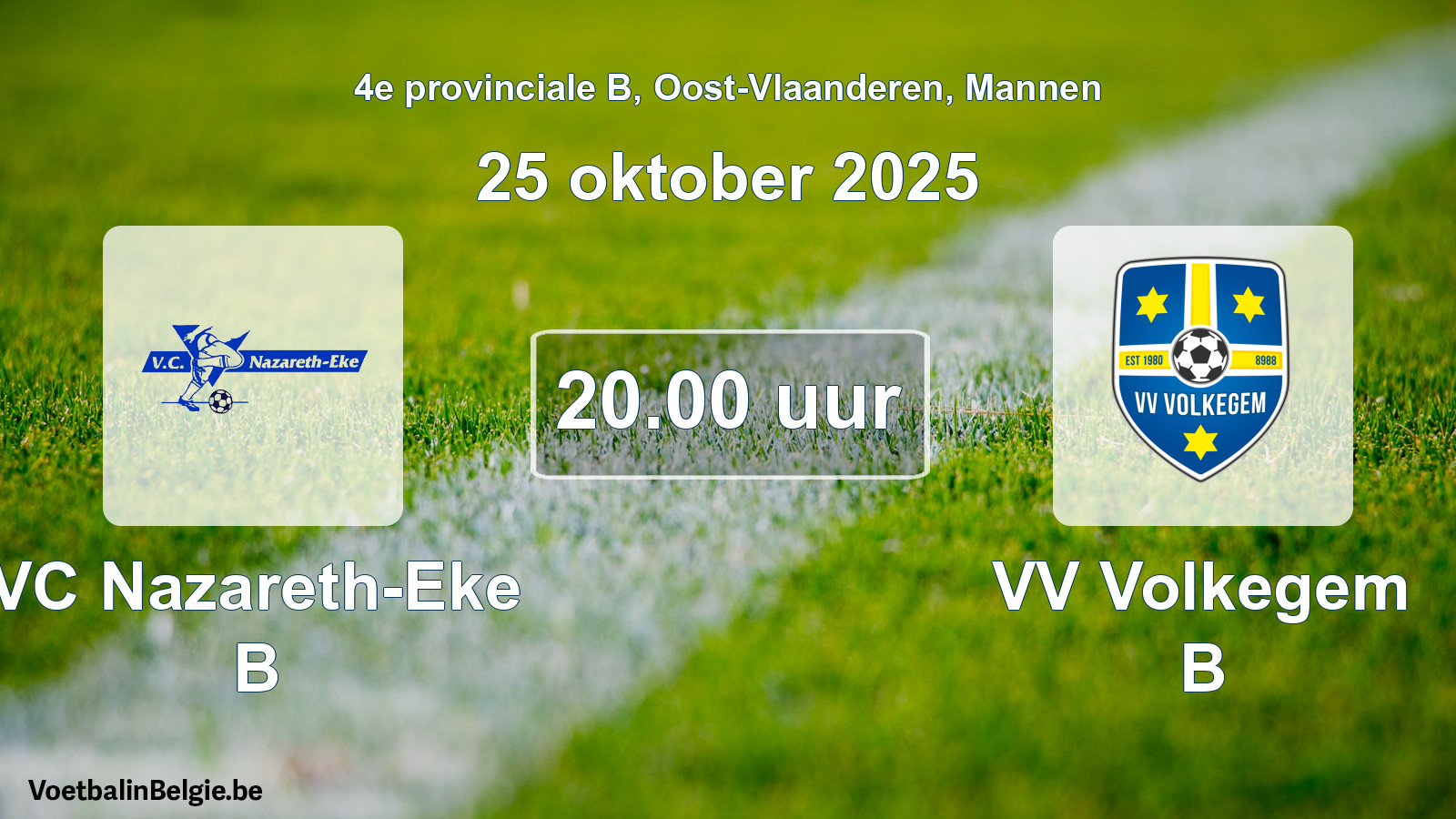 Geplande wedstrijd mannenvoetbal: VC Nazareth-Eke B - VV Volkegem B (25 oktober 2025)
