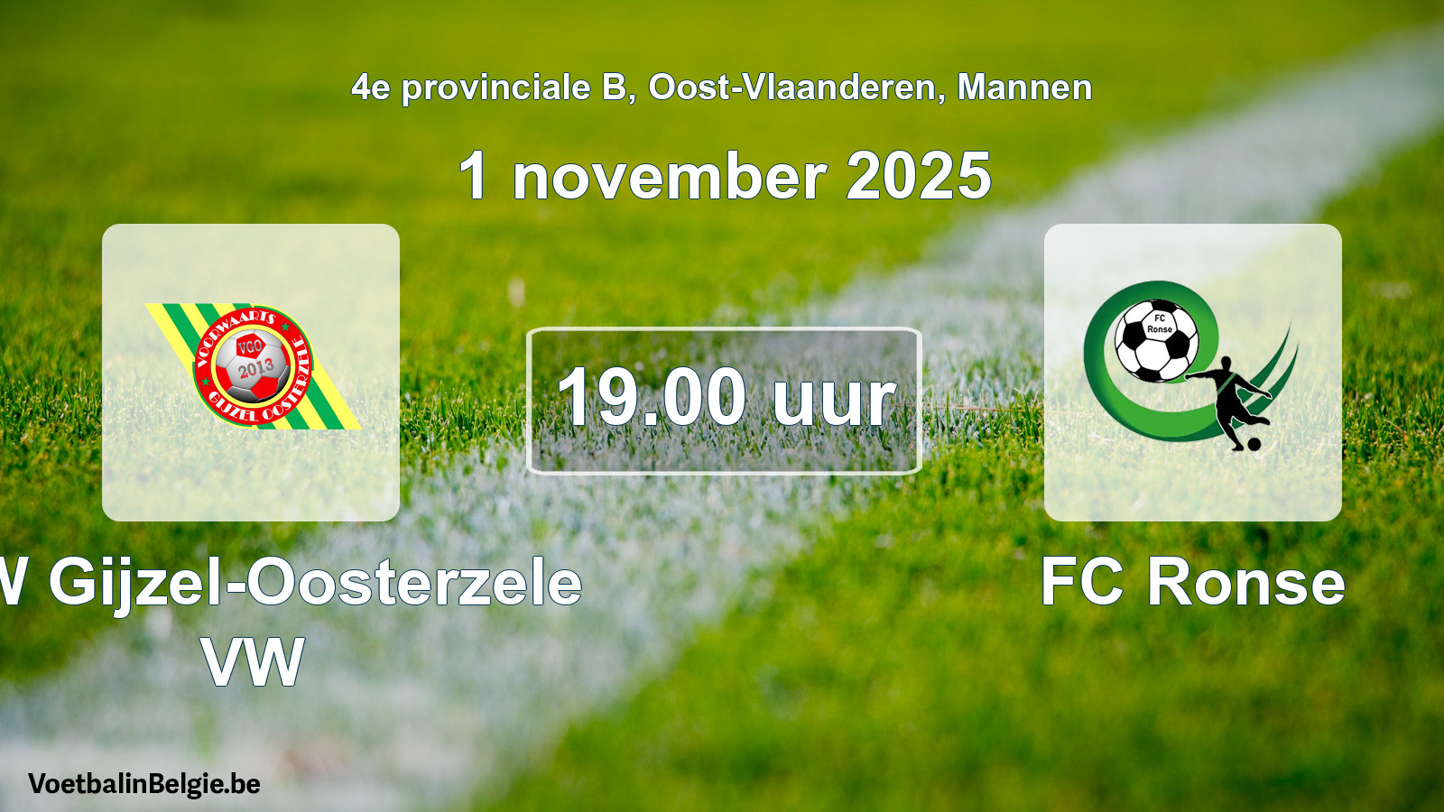 Scheduled match men football: VW Gijzel-Oosterzele VW - FC Ronse (1 November 2025)