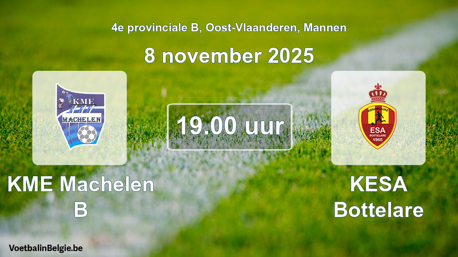 Scheduled match men football: KME Machelen B - KESA Bottelare (8 November 2025)
