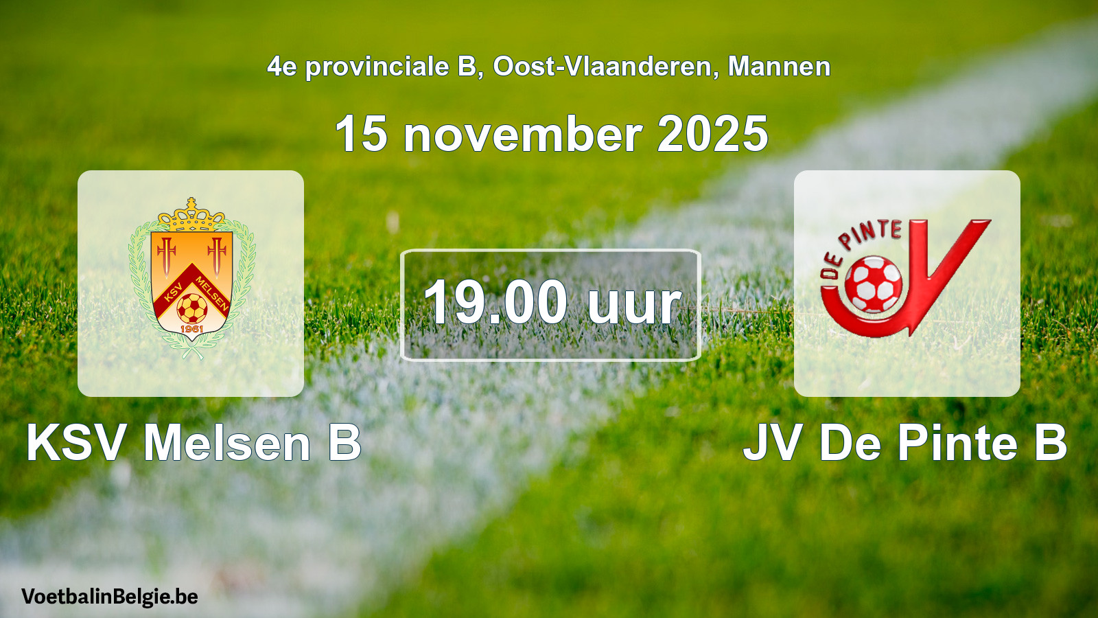 Scheduled match men football: KSV Melsen B - JV De Pinte B (15 November 2025)