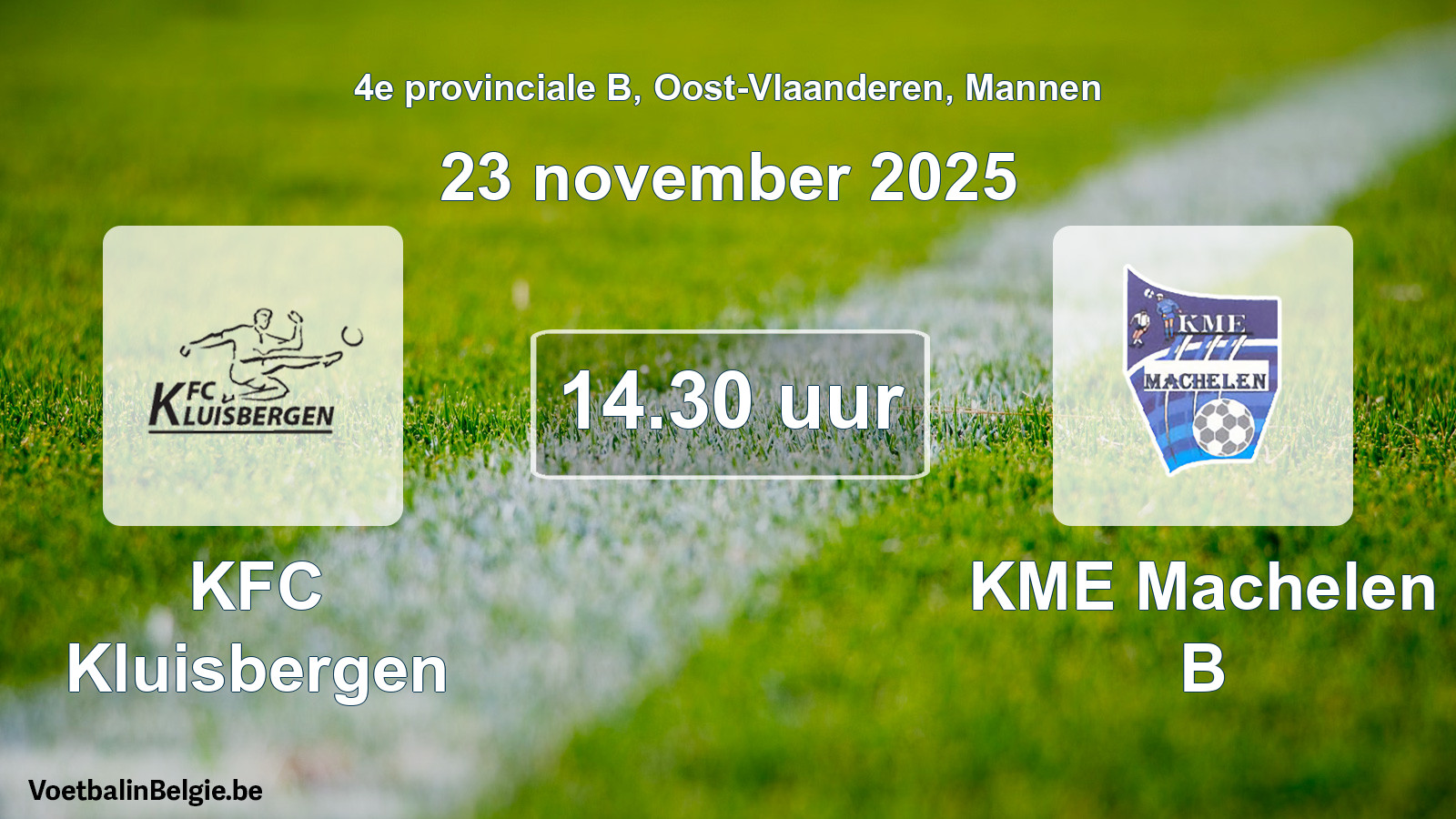 Scheduled match men football: KFC Kluisbergen - KME Machelen B (23 November 2025)
